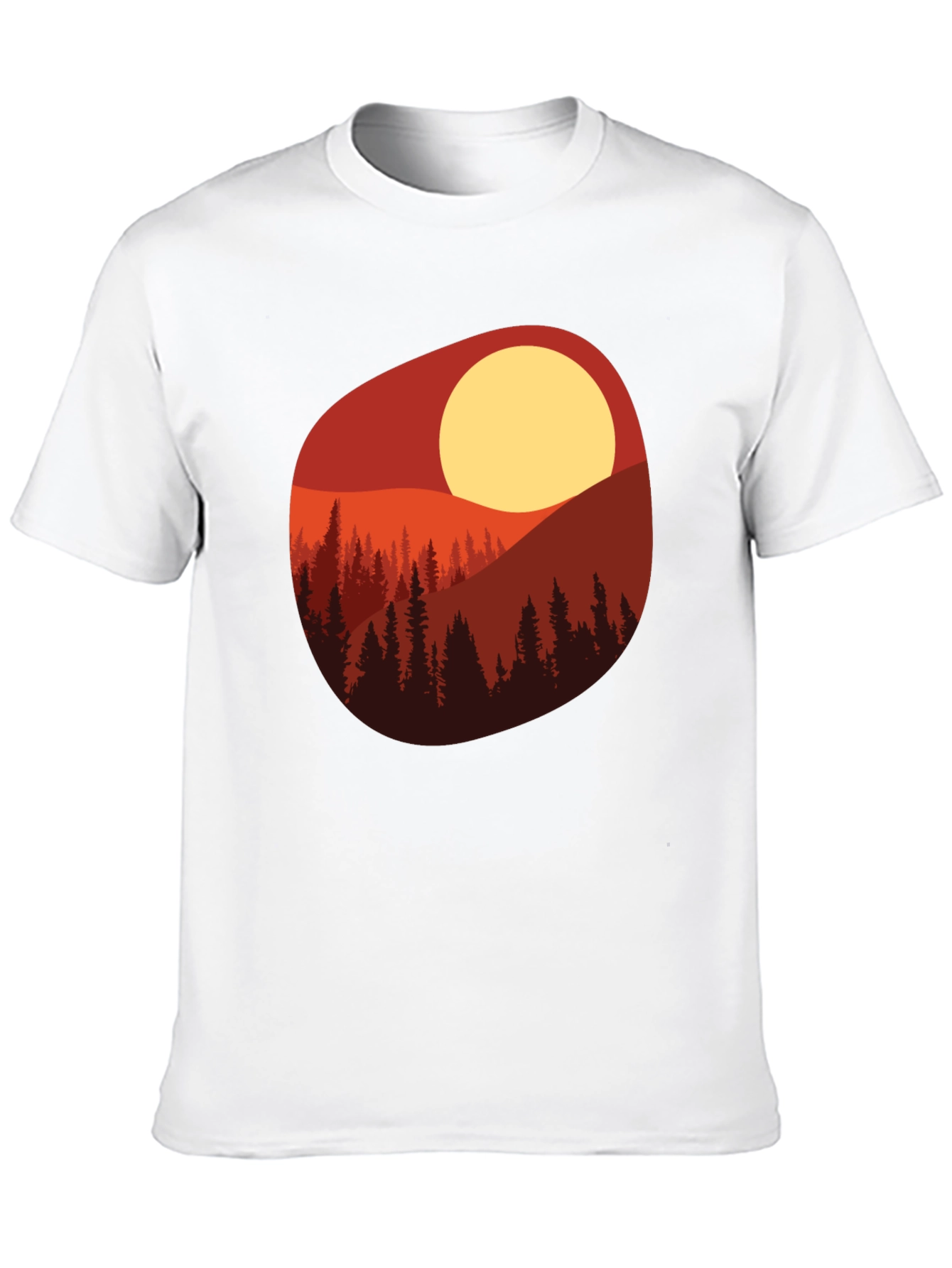 Sunset Mountain Scene Graphic Tee - Black