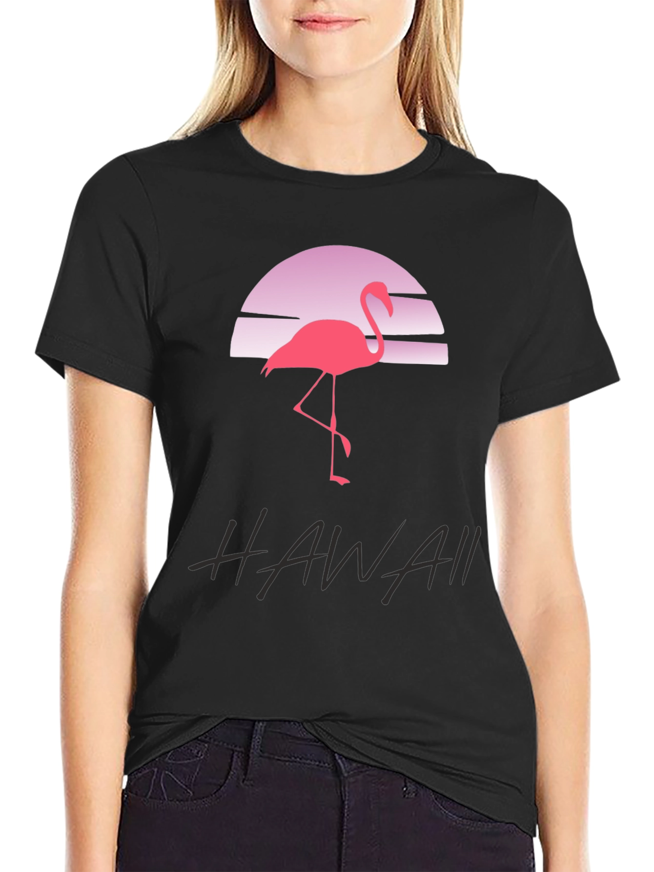 Hawaii Flamingo Sunset Graphic T-Shirt