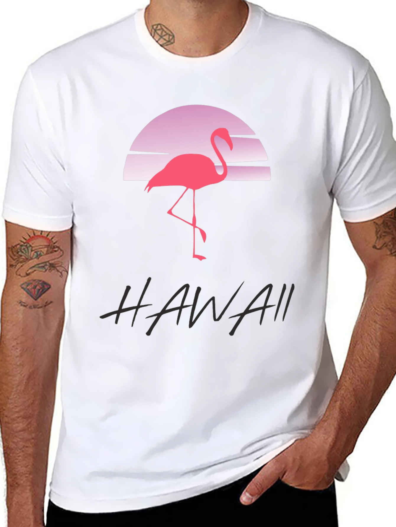 Hawaii Flamingo Sunset Graphic T-Shirt