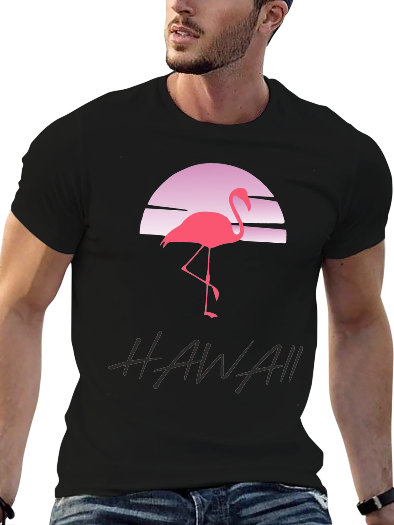 Hawaii Flamingo Sunset Graphic T-Shirt