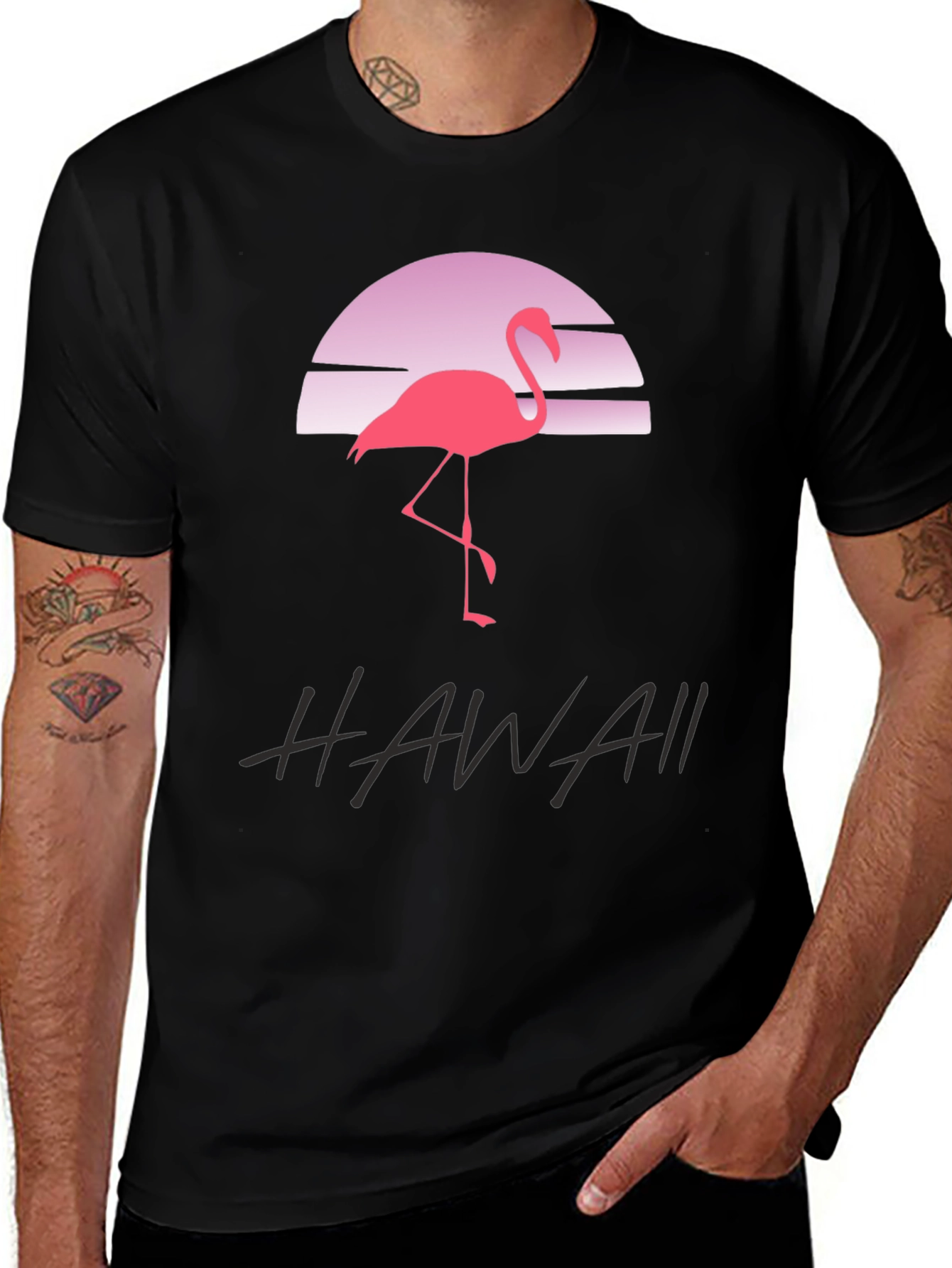 Hawaii Flamingo Sunset Graphic T-Shirt