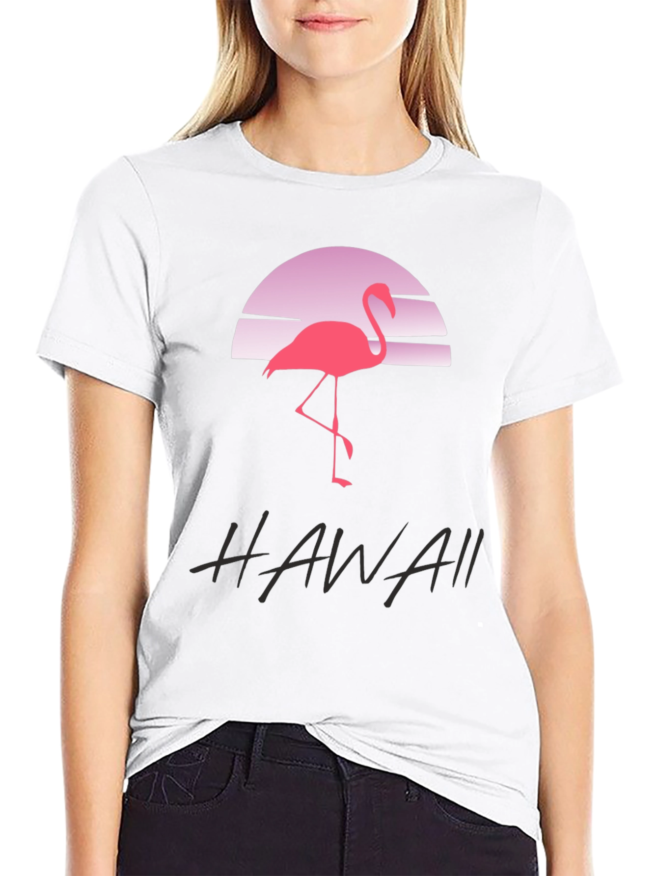 Hawaii Flamingo Sunset Graphic T-Shirt