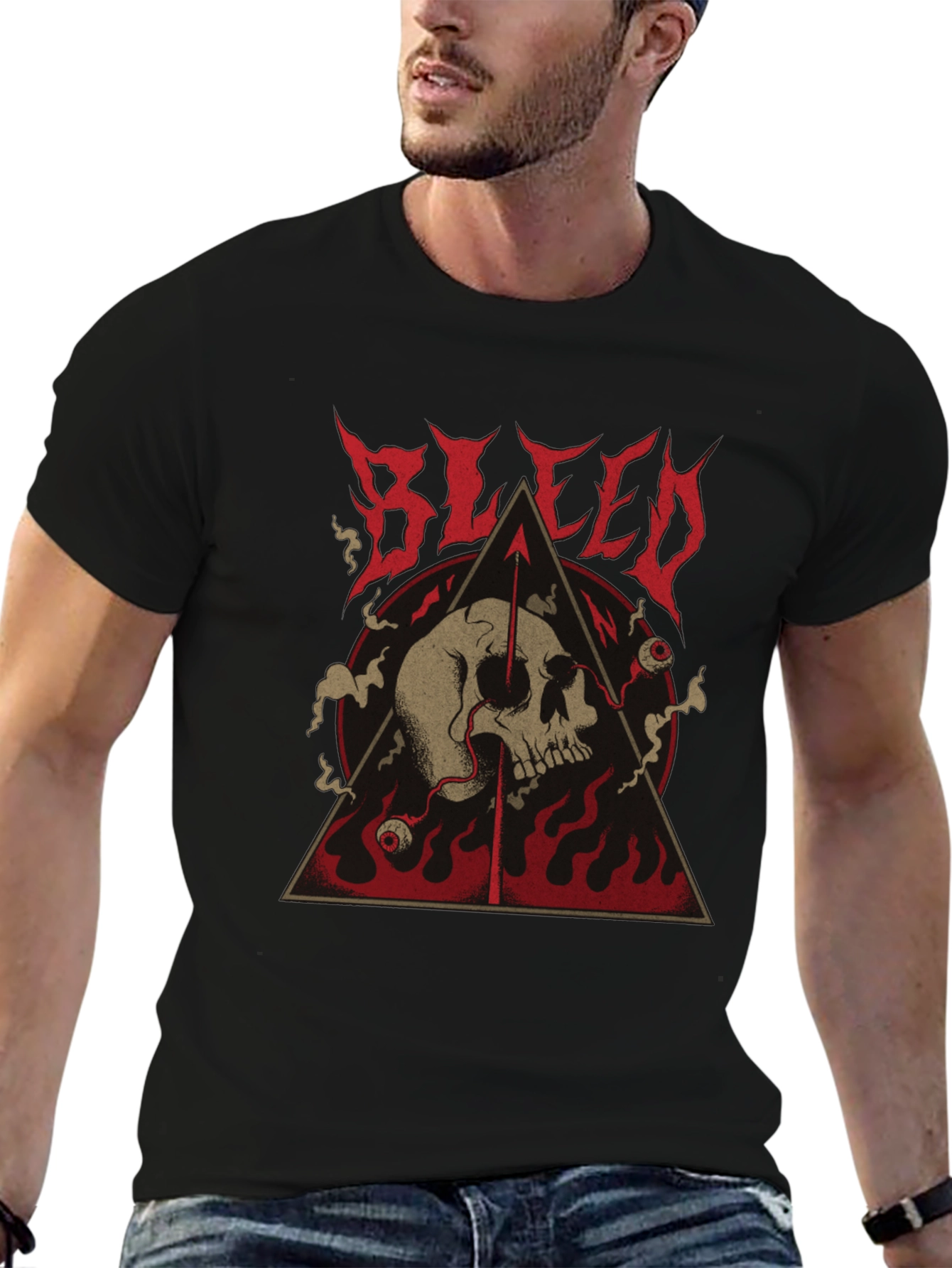 Bleed Skull Graphic Tee - Black Metal T-Shirt