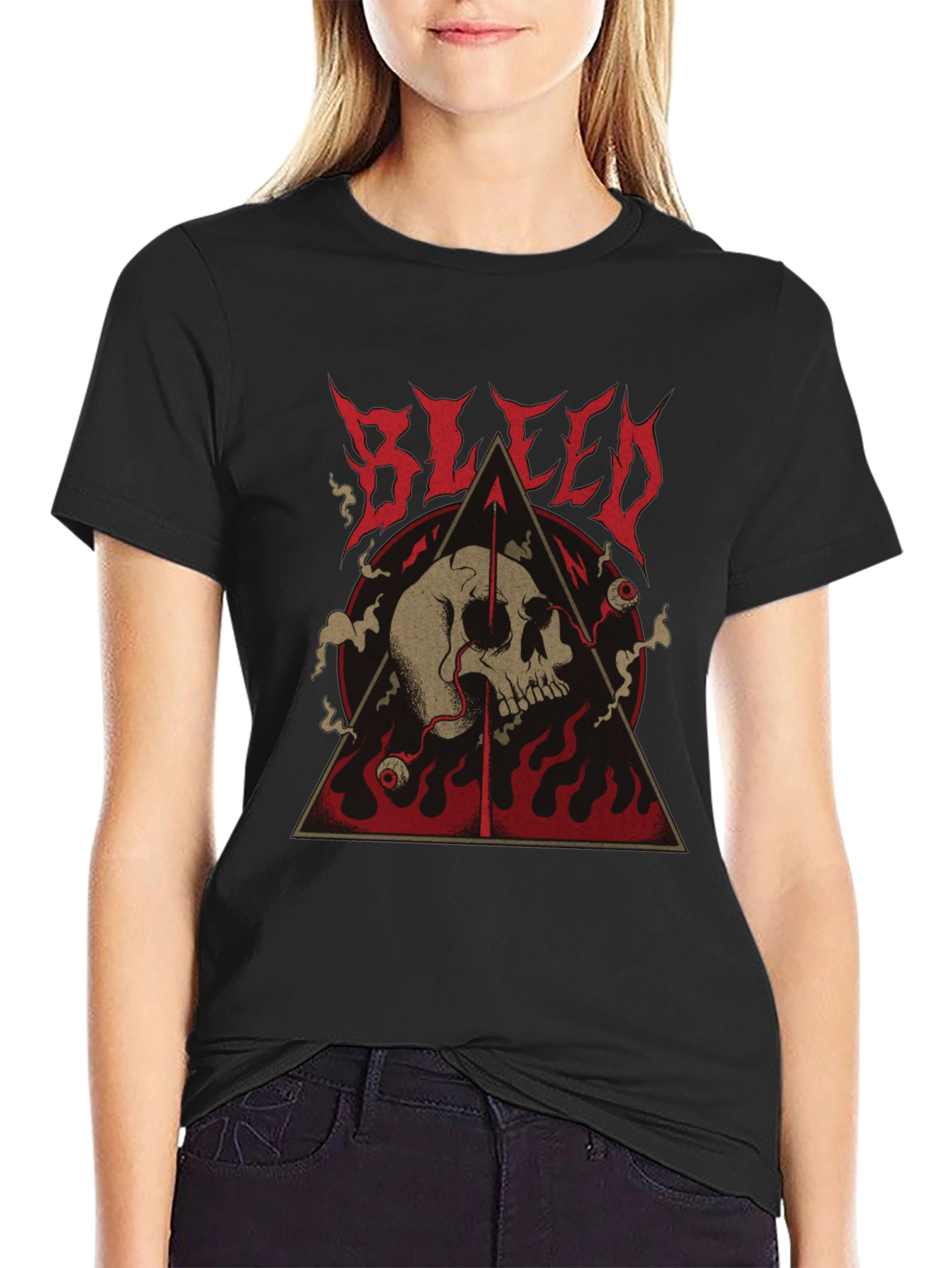 Bleed Skull Graphic Tee - Black Metal T-Shirt
