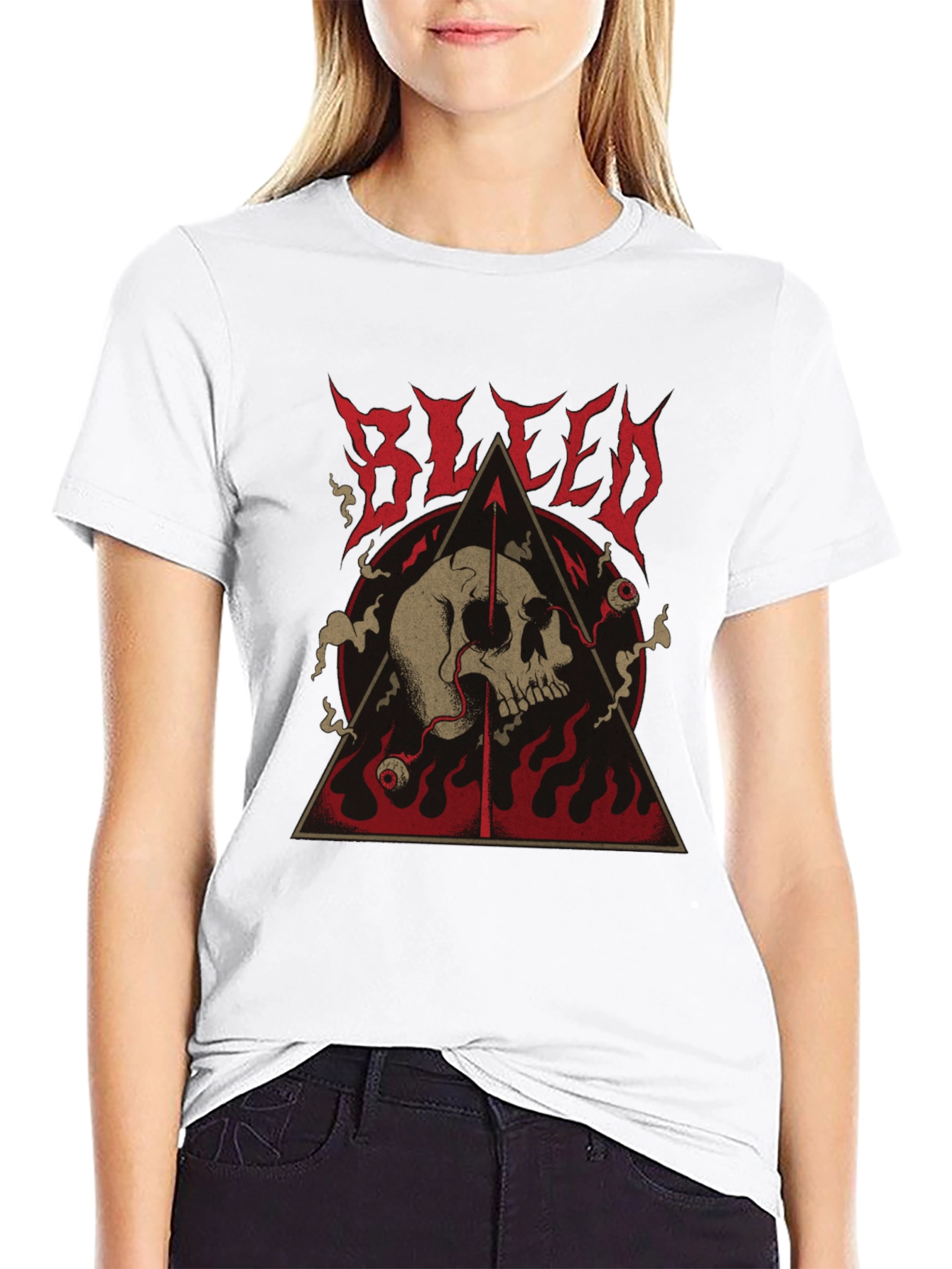 Bleed Skull Graphic Tee - Black Metal T-Shirt