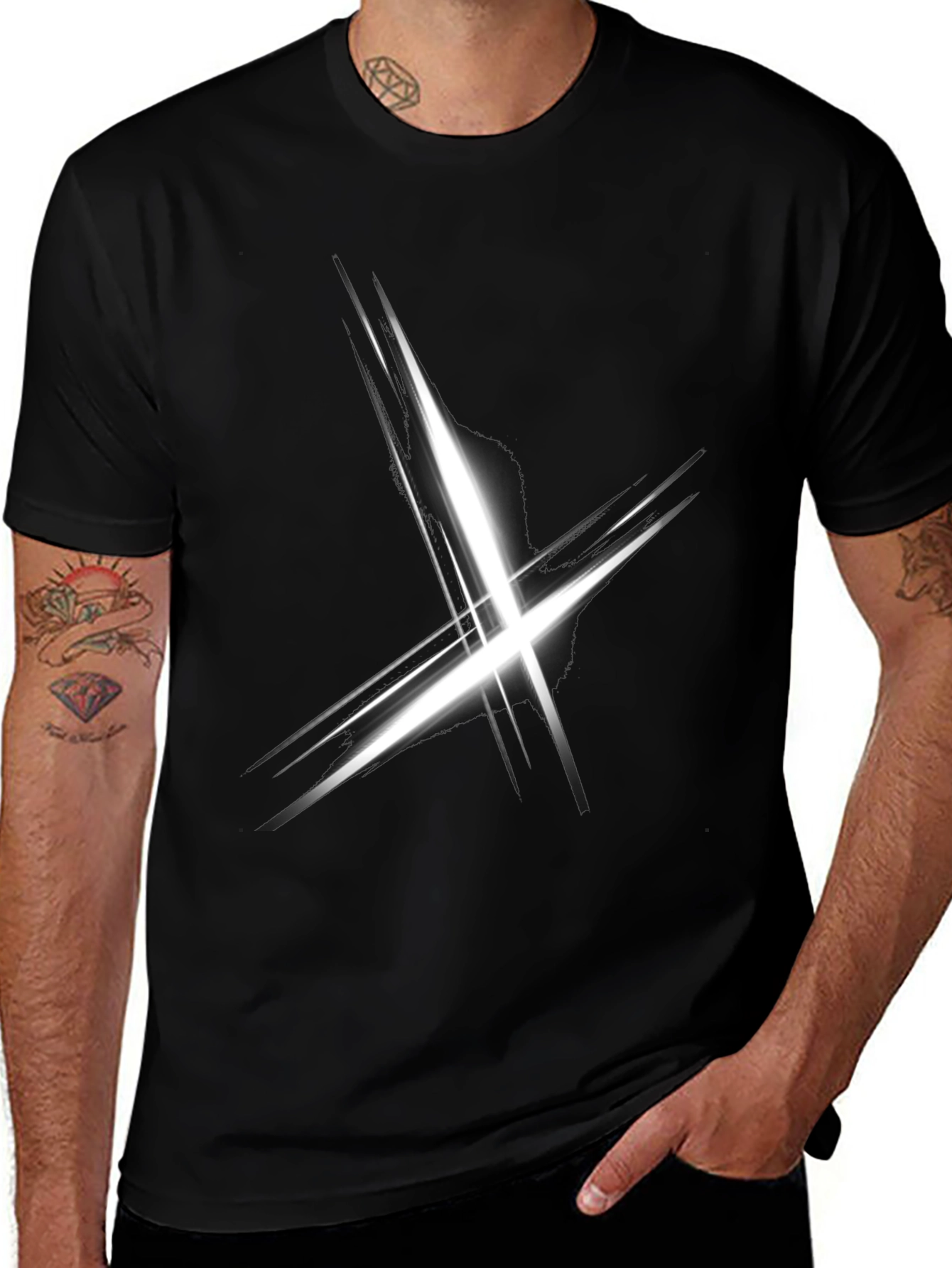 Abstract X Graphic Black T-Shirt