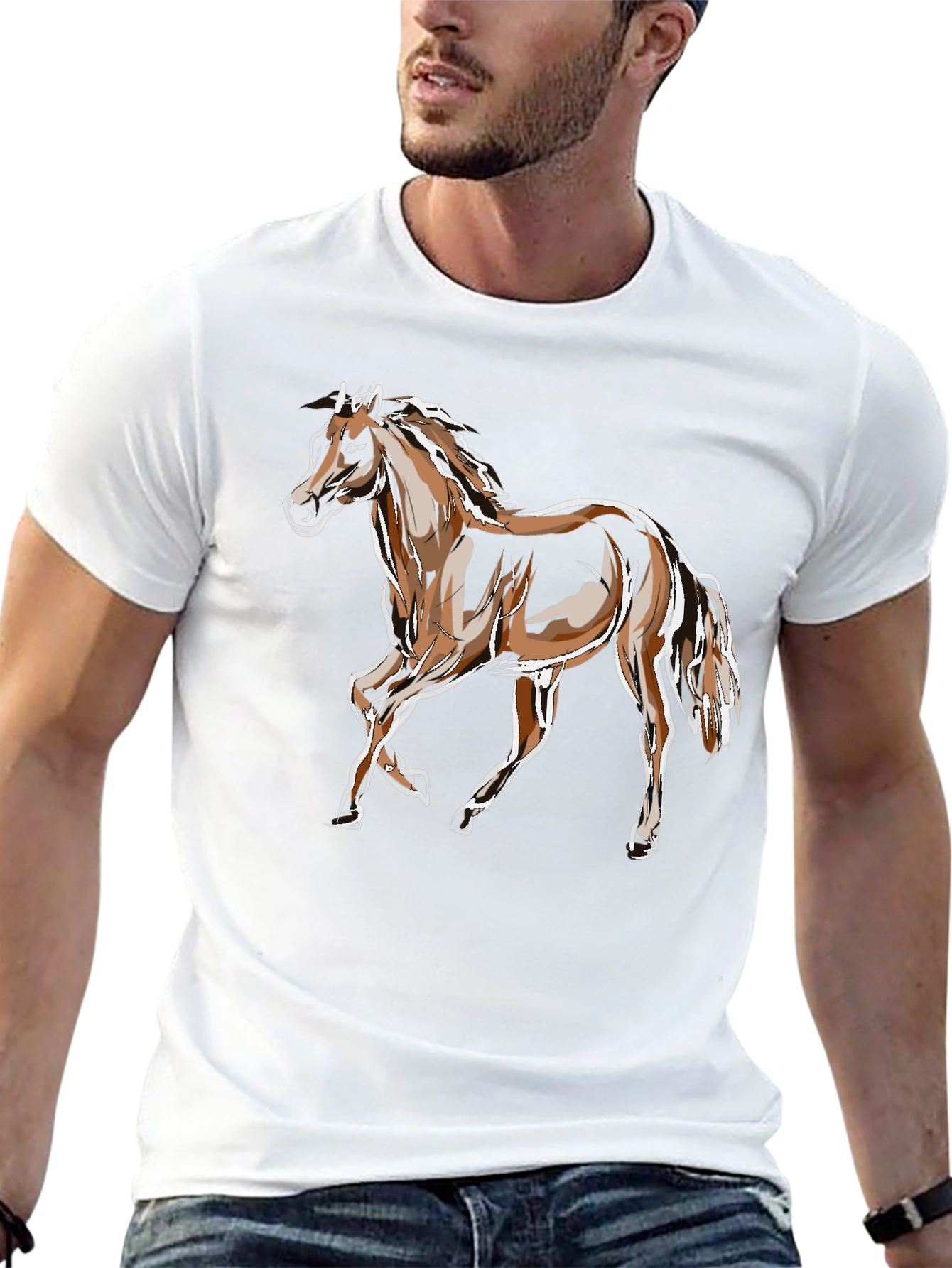 Horse Graphic Tee - Stylish Animal Print