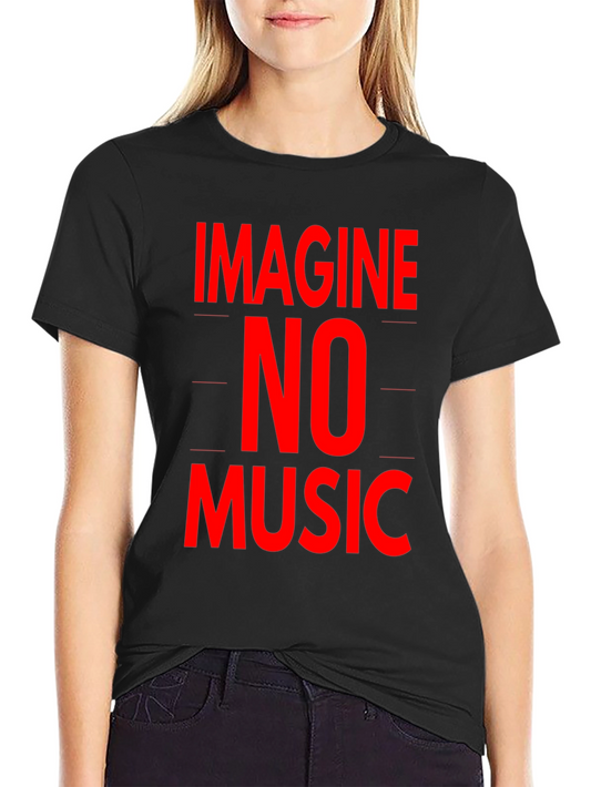 Imagine No Music Black Graphic T-Shirt