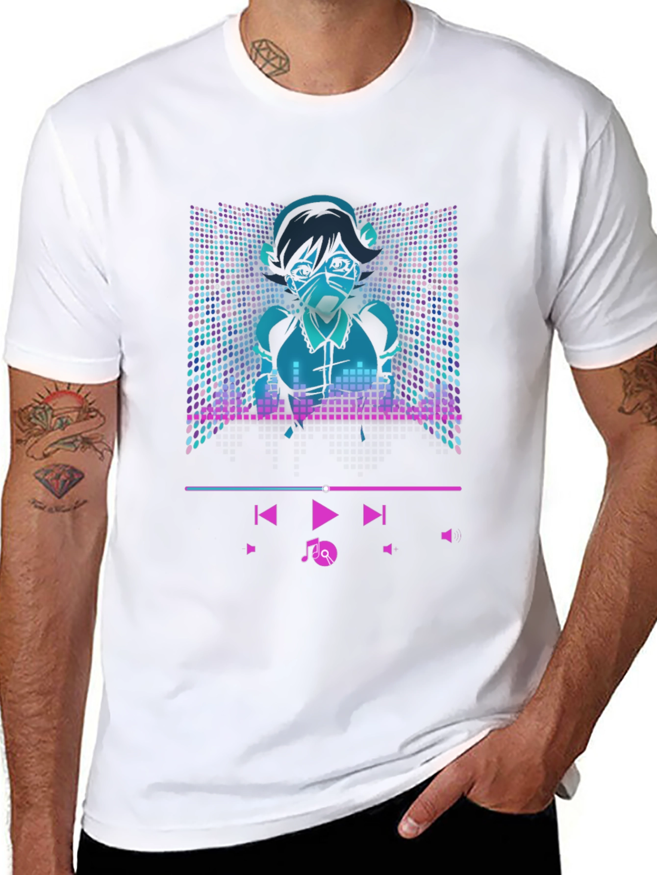 Anime Girl Music Player T-Shirt - Cool Graphic Tee