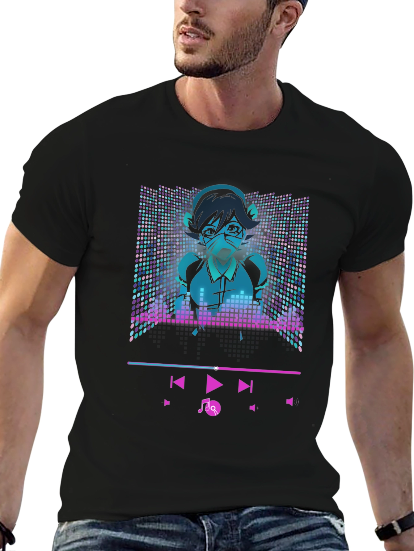 Anime Girl Music Player T-Shirt - Cool Graphic Tee