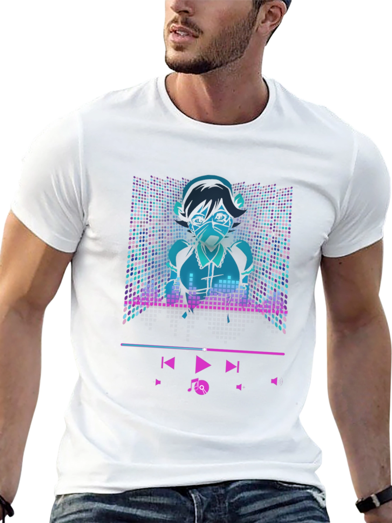 Anime Girl Music Player T-Shirt - Cool Graphic Tee