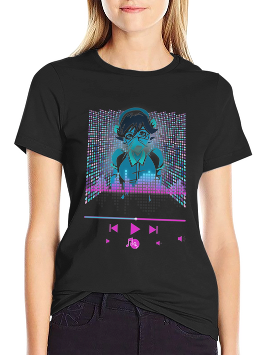 Anime Girl Music Player T-Shirt - Cool Graphic Tee