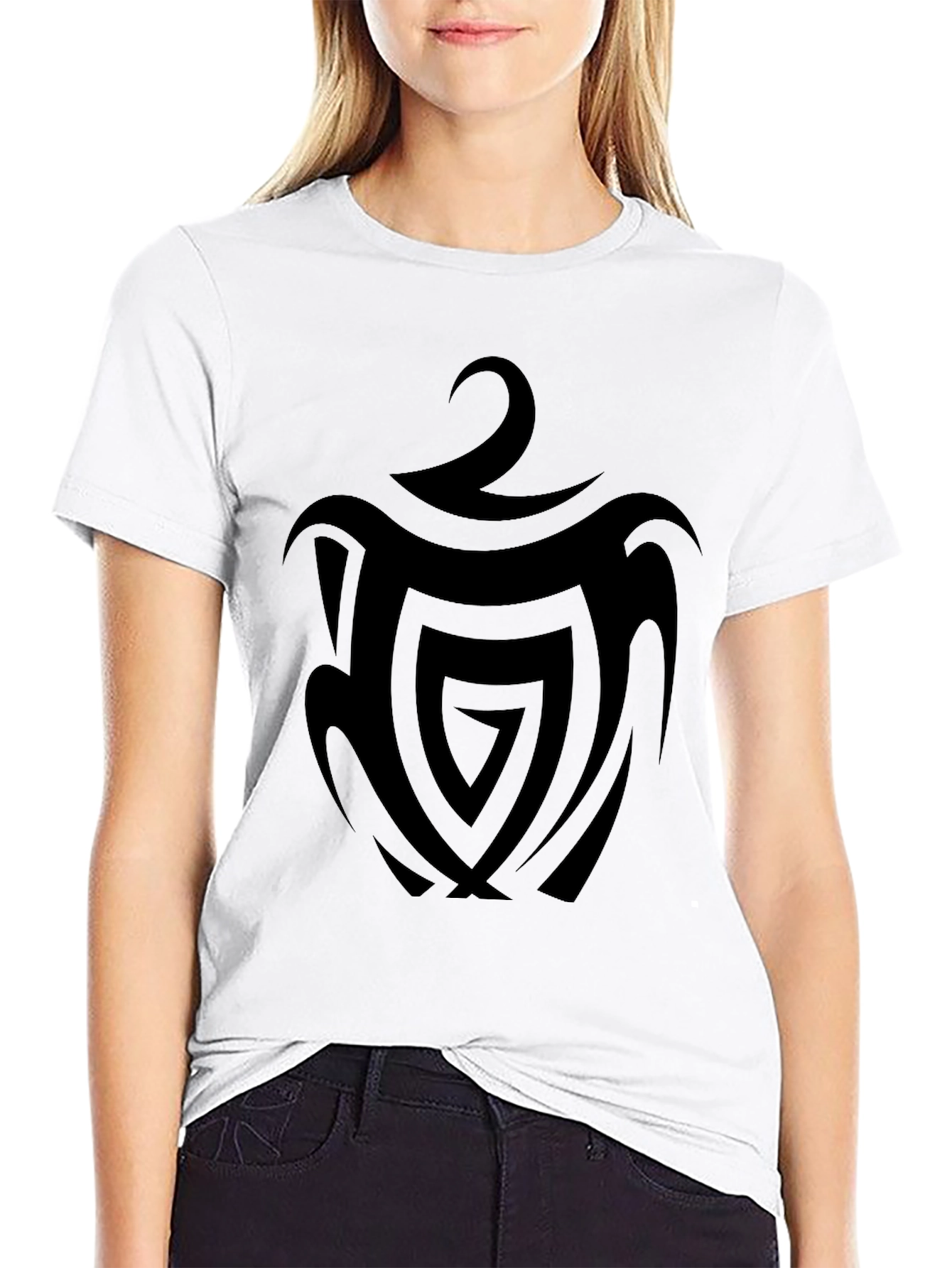 Black Tribal Apple Graphic Tee - Unique Design