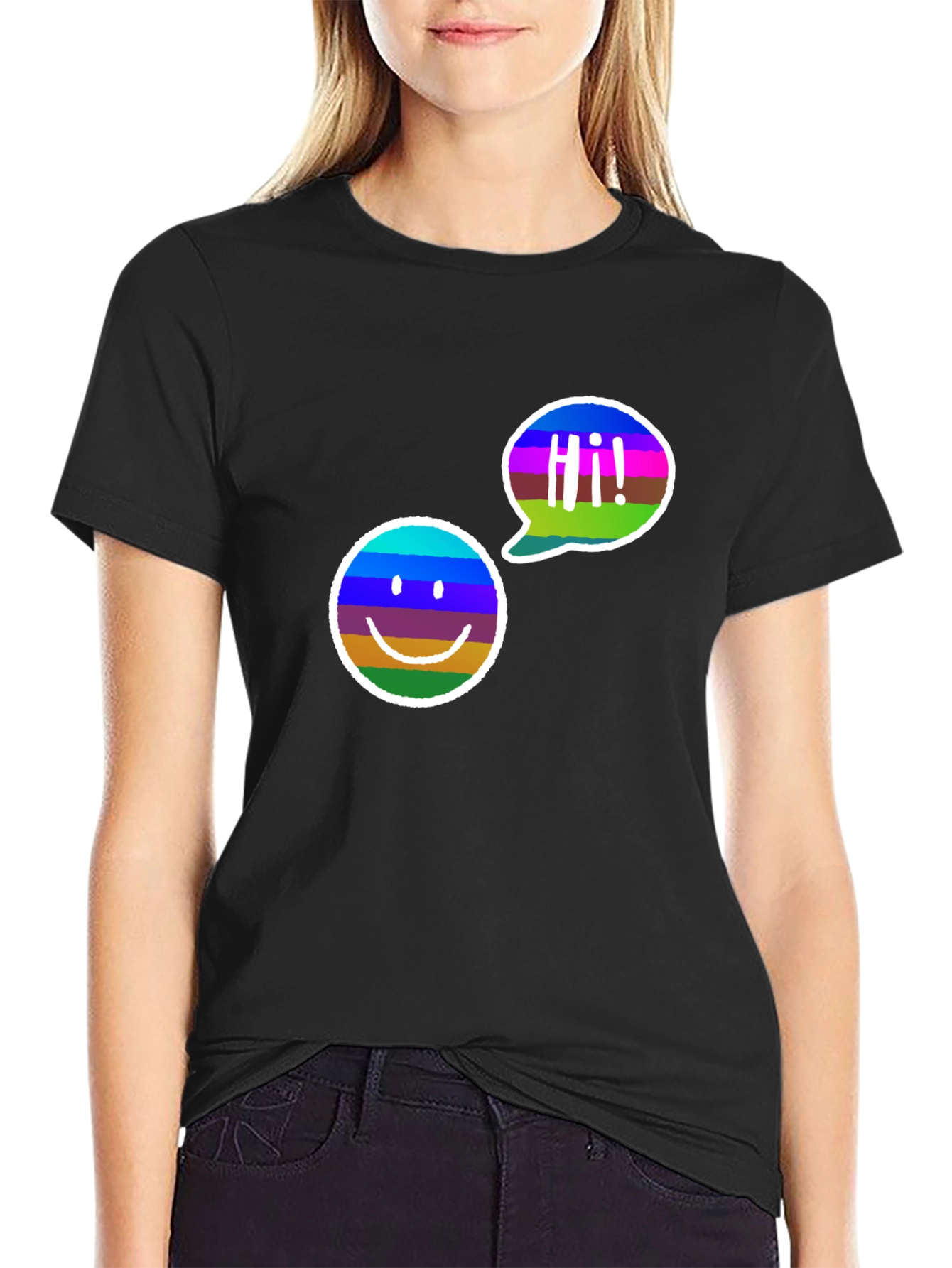 Cool Smiley Face Graphic Tee - Black Cotton T-Shirt