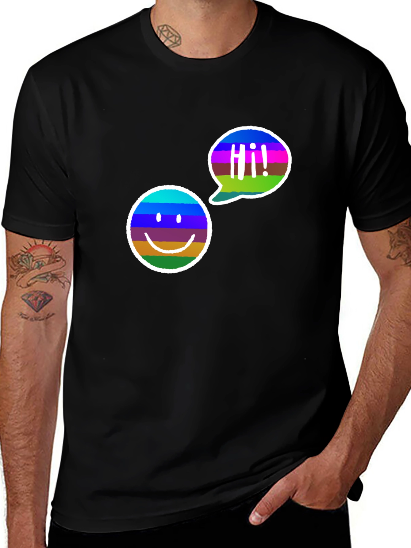 Cool Smiley Face Graphic Tee - Black Cotton T-Shirt