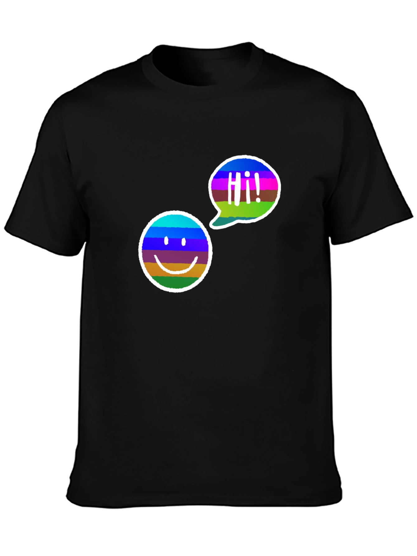 Cool Smiley Face Graphic Tee - Black Cotton T-Shirt