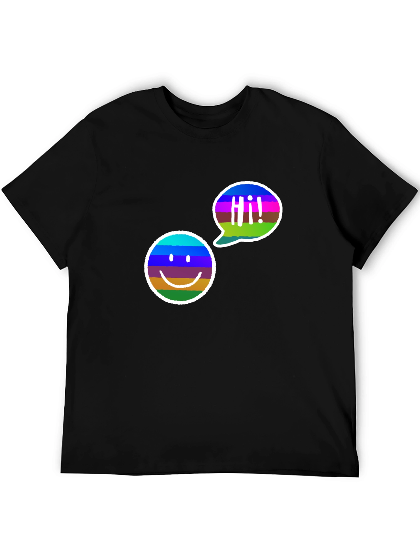Cool Smiley Face Graphic Tee - Black Cotton T-Shirt