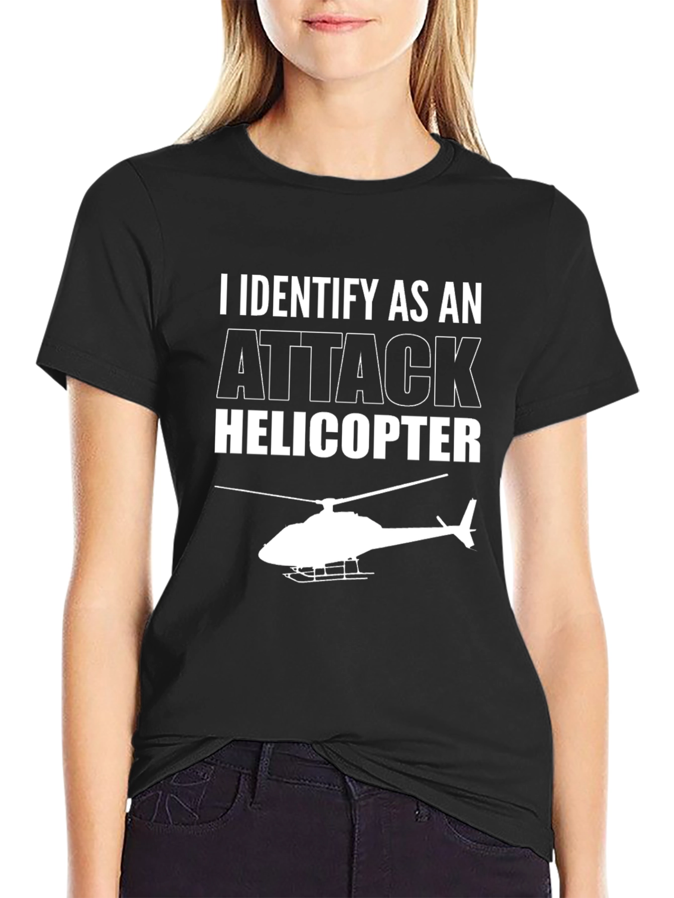 Attack Helicopter T-Shirt: I Identify As Funny Tee