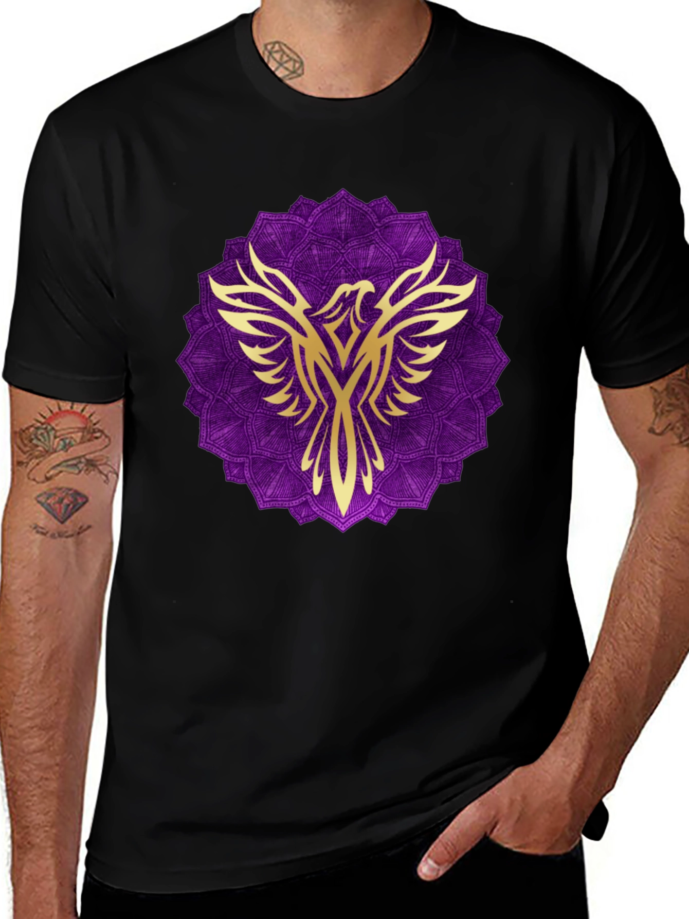 Phoenix Mandala Graphic Tee - Black