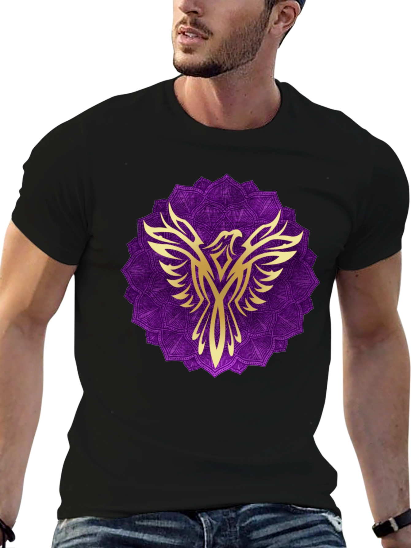 Phoenix Mandala Graphic Tee - Black