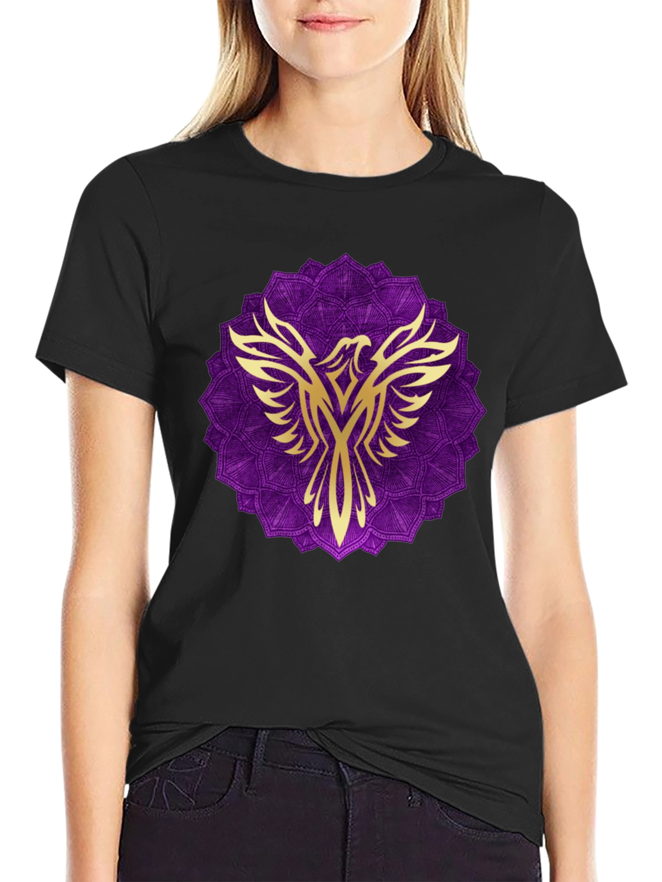 Phoenix Mandala Graphic Tee - Black