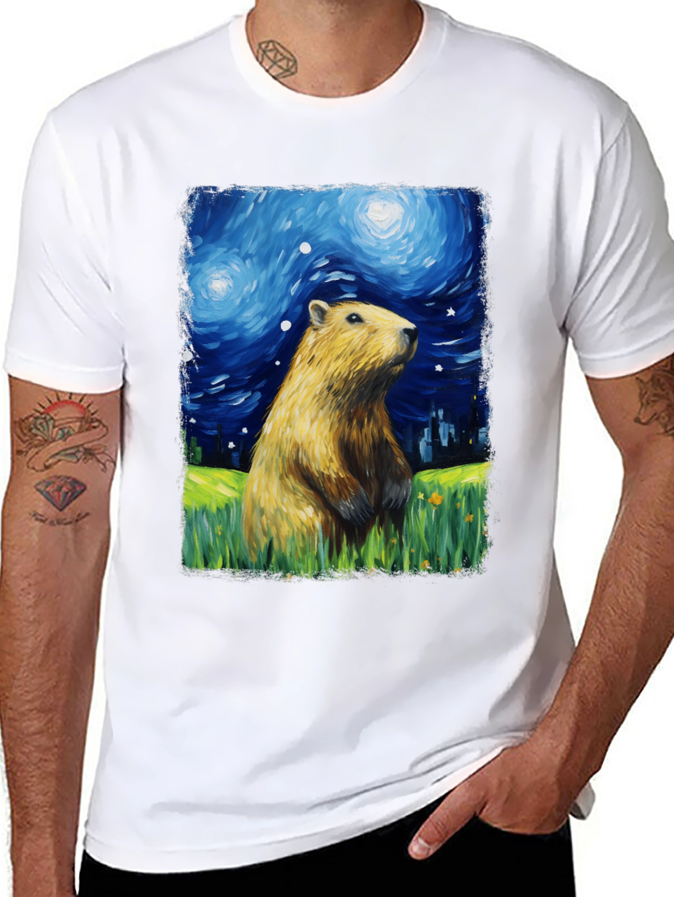 Starry Night Capybara T-Shirt