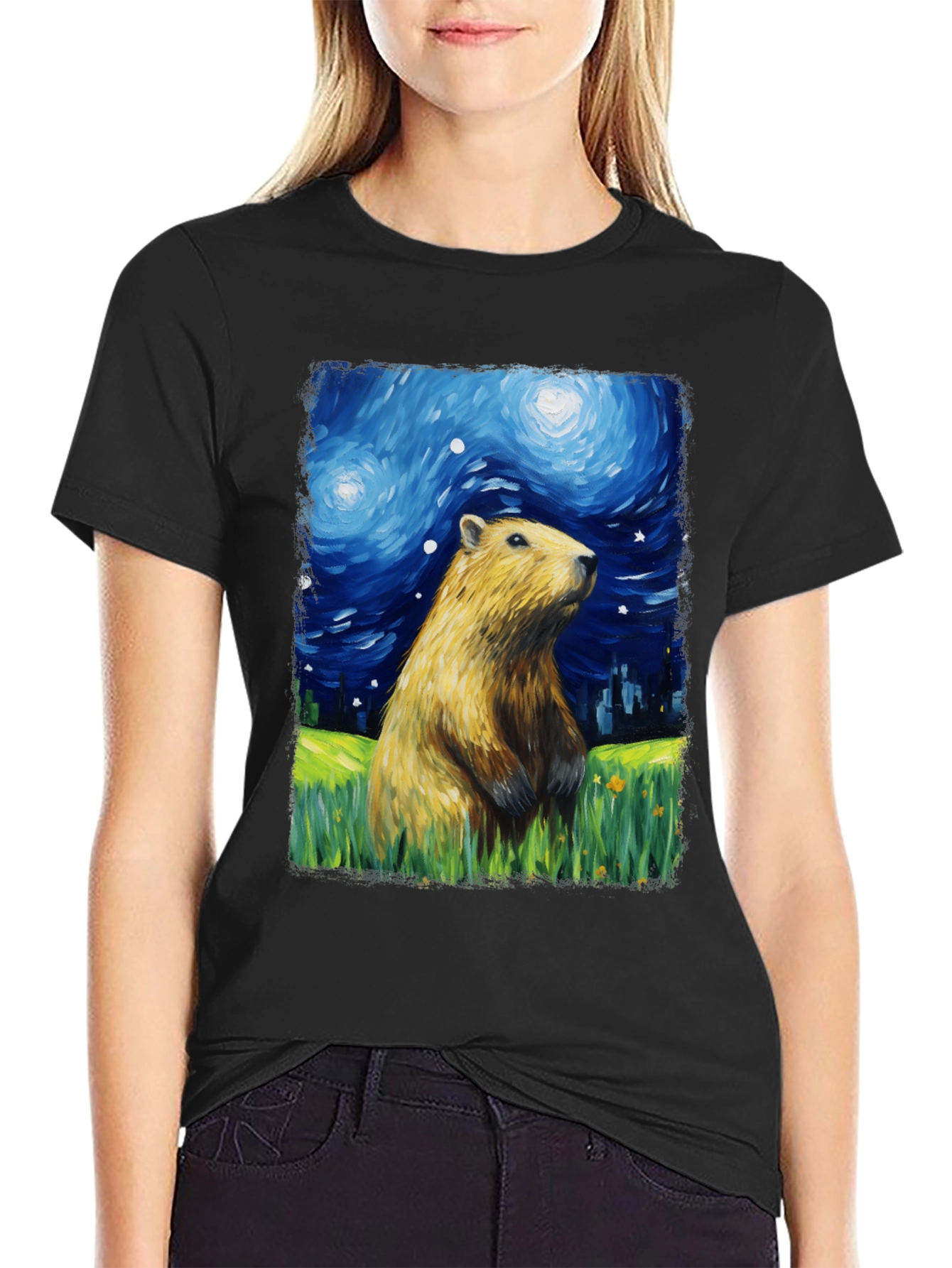 Starry Night Capybara T-Shirt