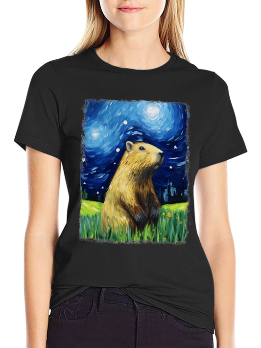 Starry Night Capybara T-Shirt