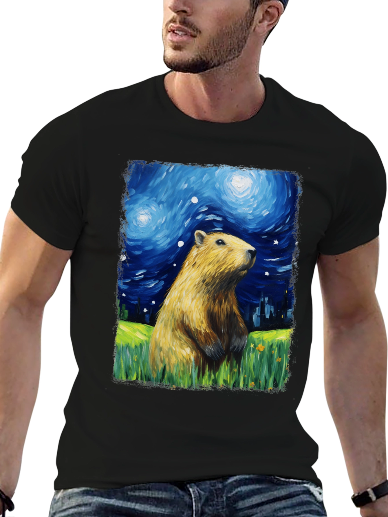 Starry Night Capybara T-Shirt