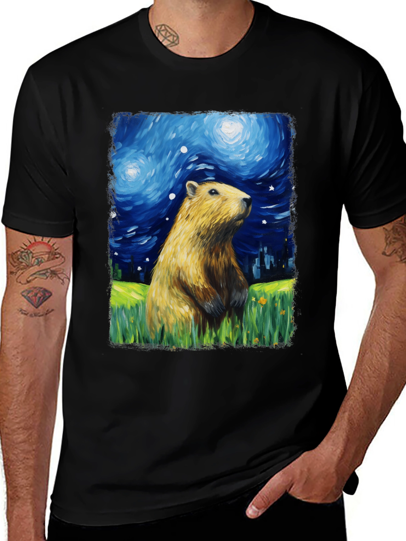 Starry Night Capybara T-Shirt