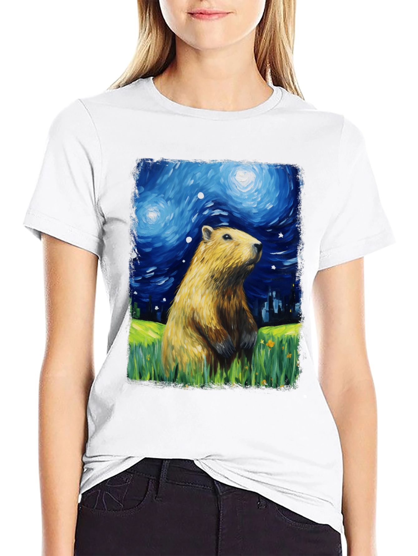 Starry Night Capybara T-Shirt