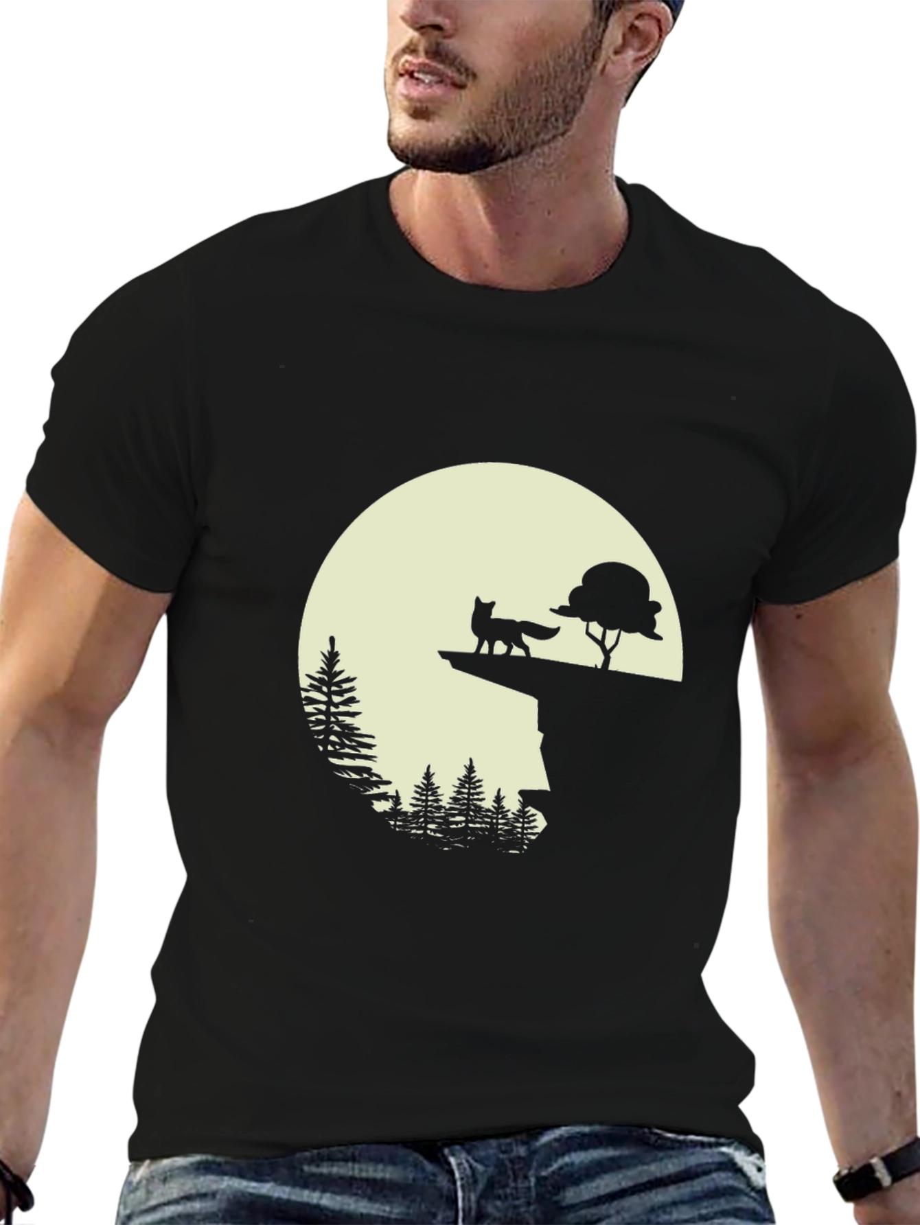 Fox & Moon Graphic Tee - Nature Inspired Print