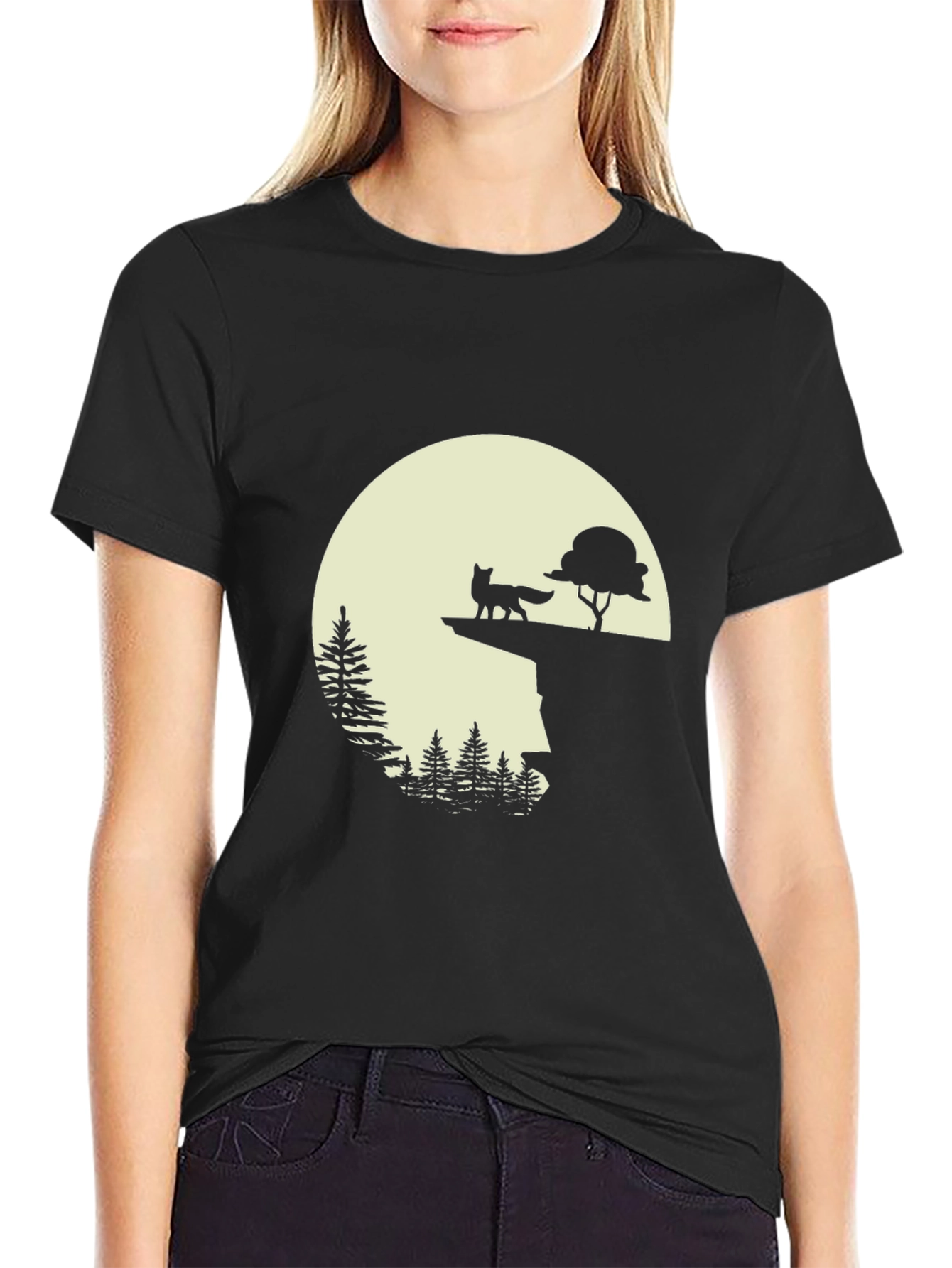 Fox & Moon Graphic Tee - Nature Inspired Print