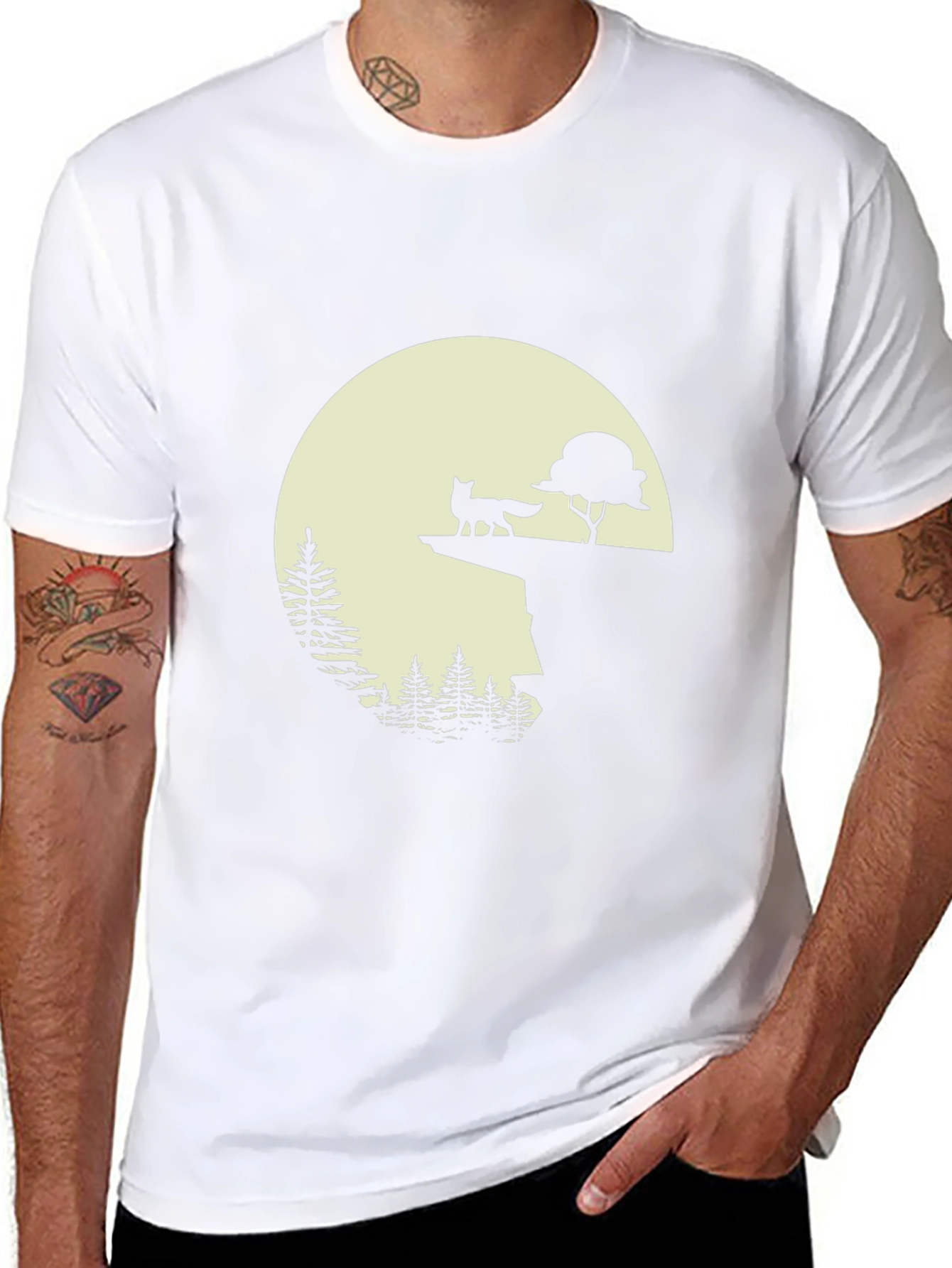 Fox & Moon Graphic Tee - Nature Inspired Print