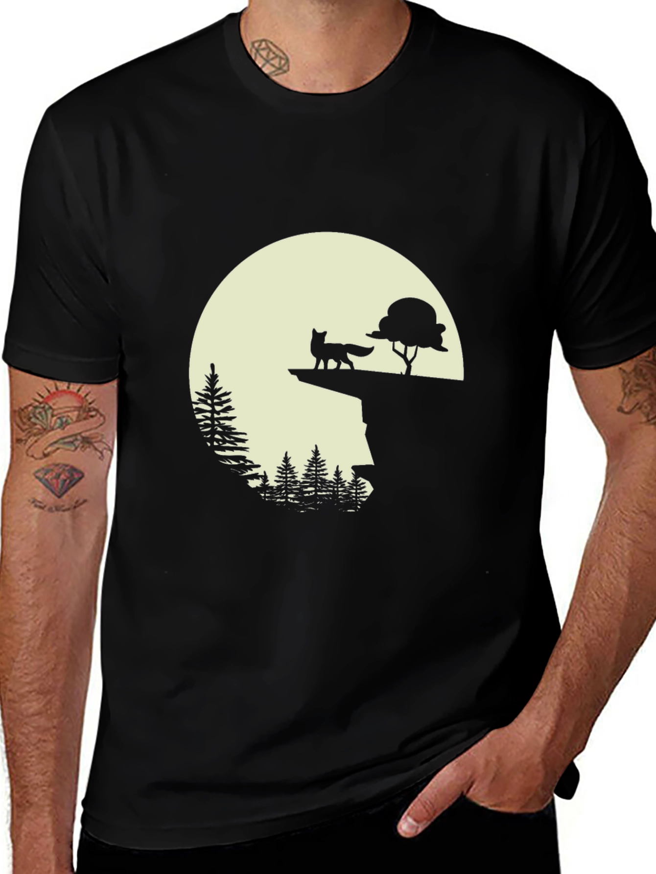 Fox & Moon Graphic Tee - Nature Inspired Print