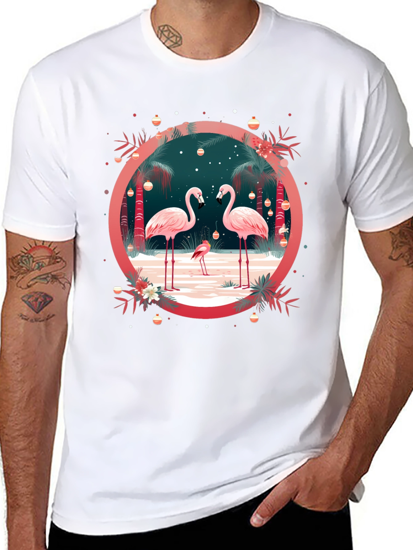Flamingo Holiday Crew Neck Tee