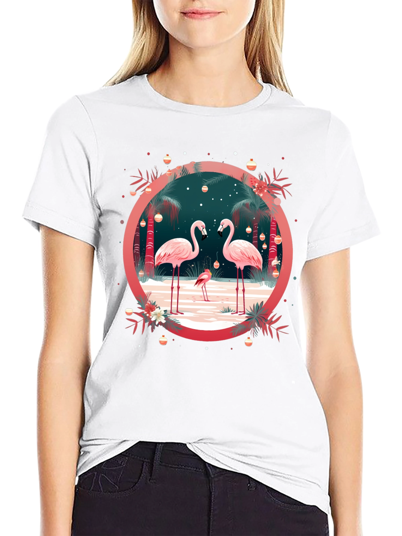 Flamingo Holiday Crew Neck Tee