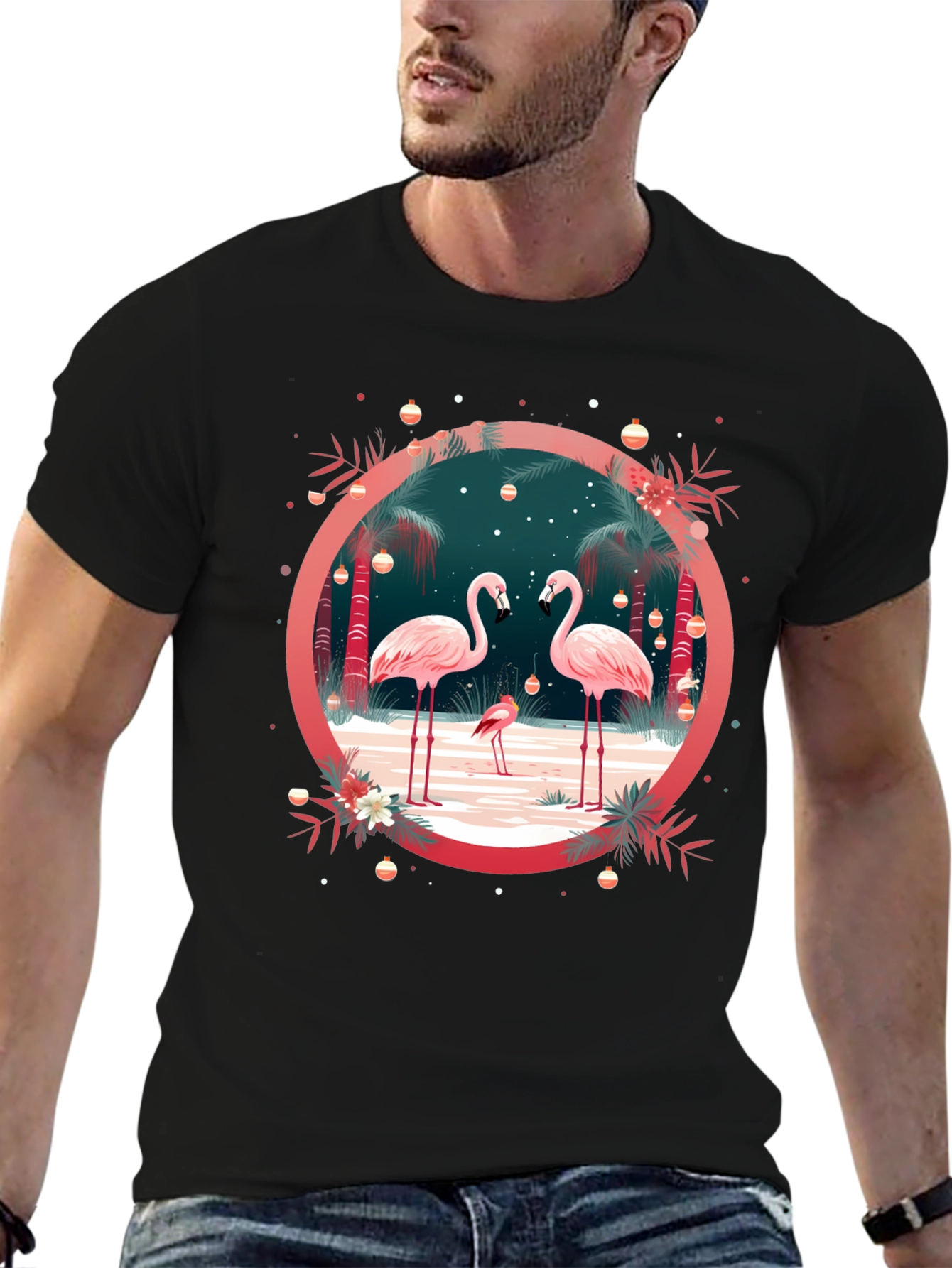 Flamingo Holiday Crew Neck Tee