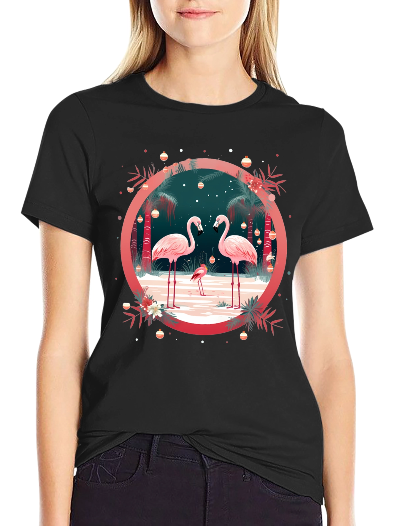 Flamingo Holiday Crew Neck Tee