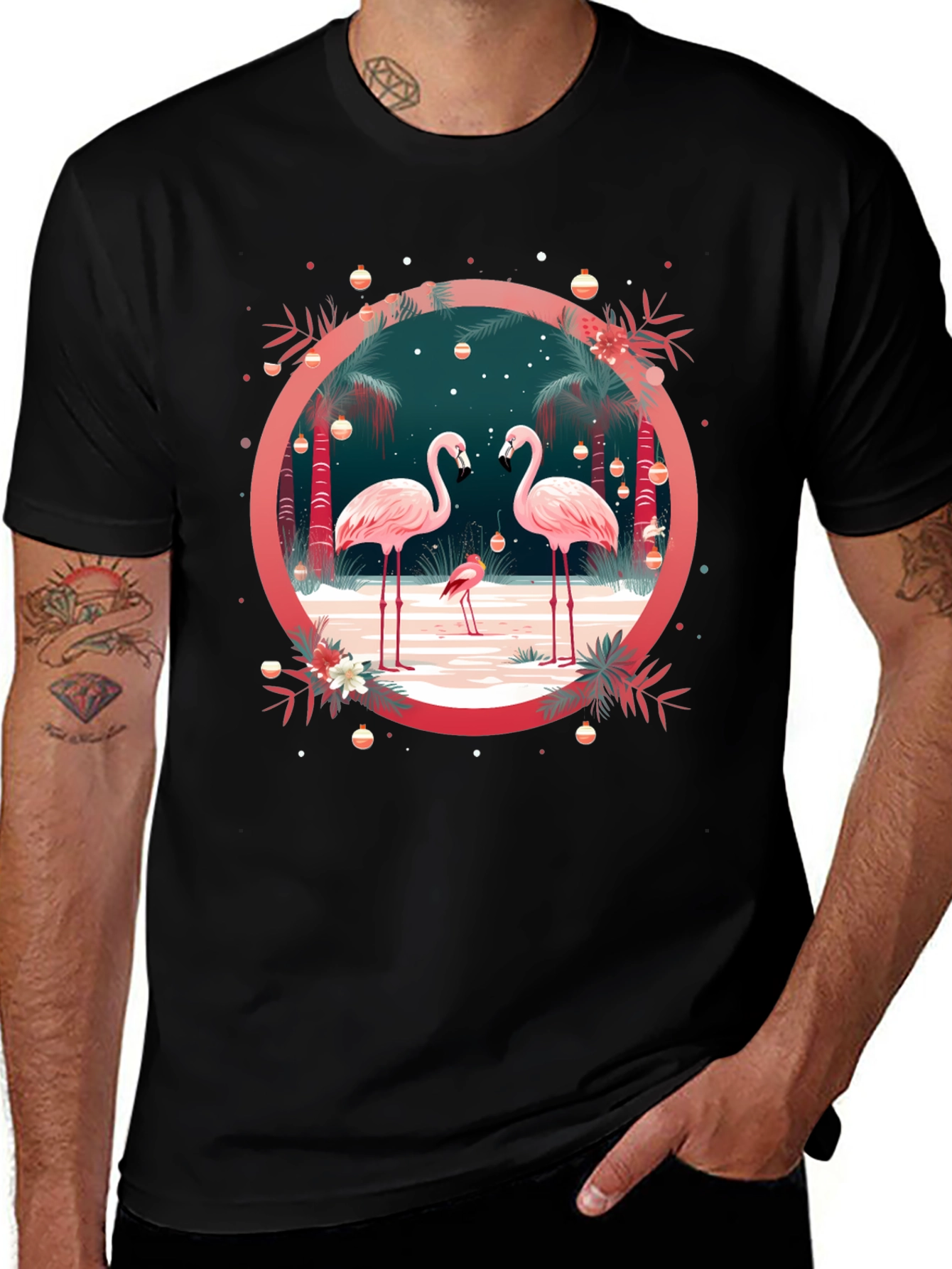Flamingo Holiday Crew Neck Tee
