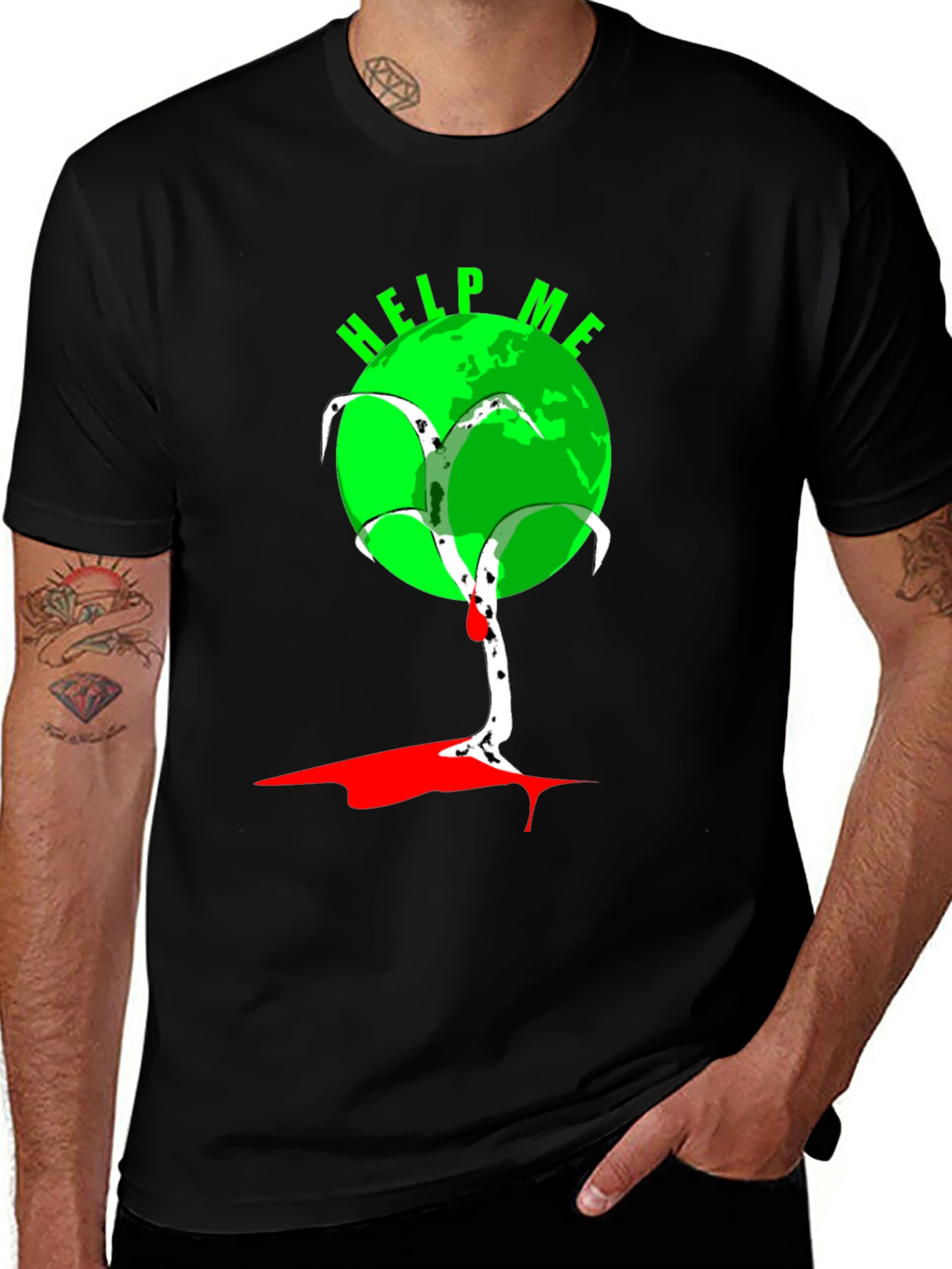 Help Me Earth T-Shirt - Black Graphic Tee