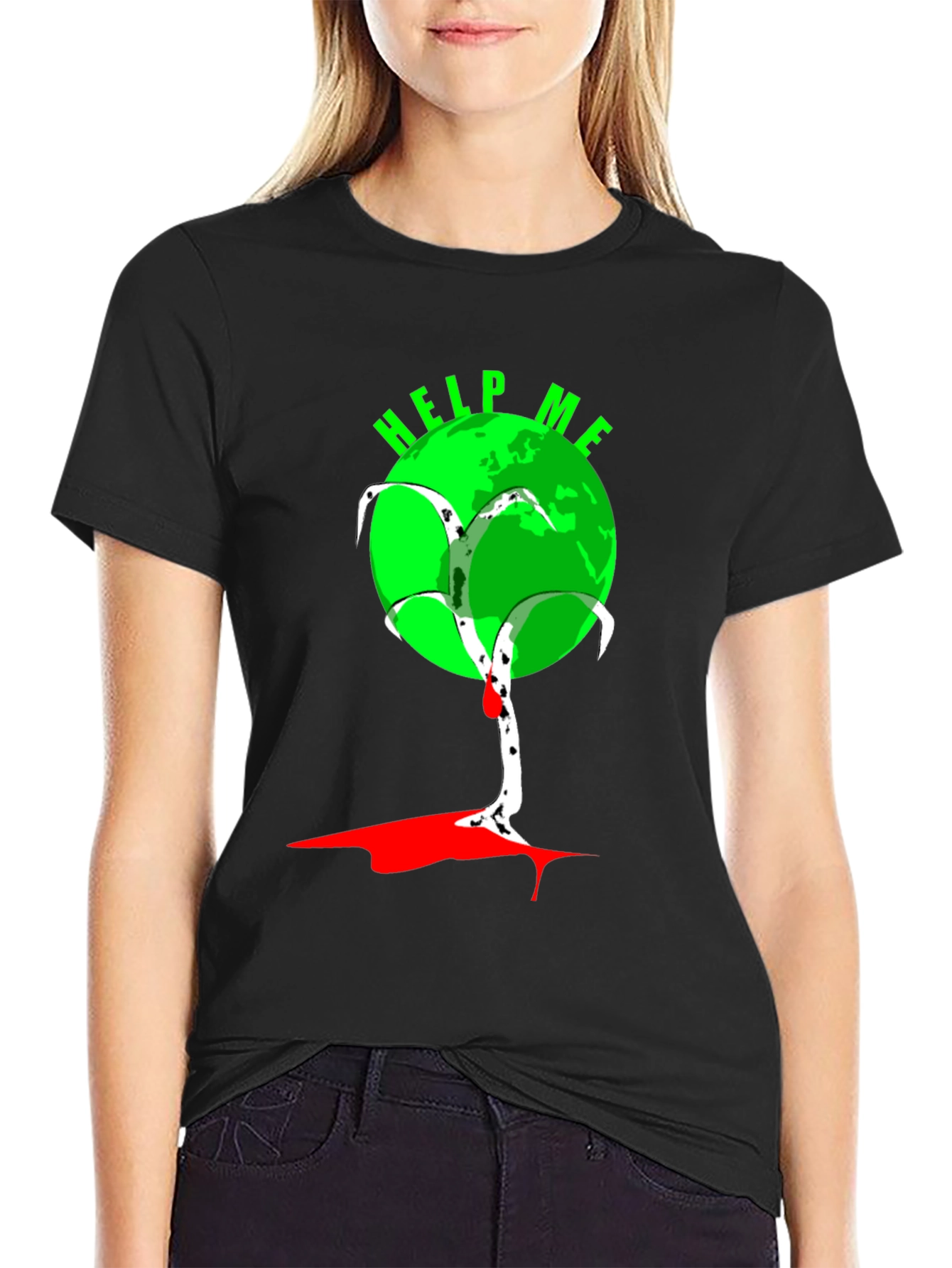 Help Me Earth T-Shirt - Black Graphic Tee