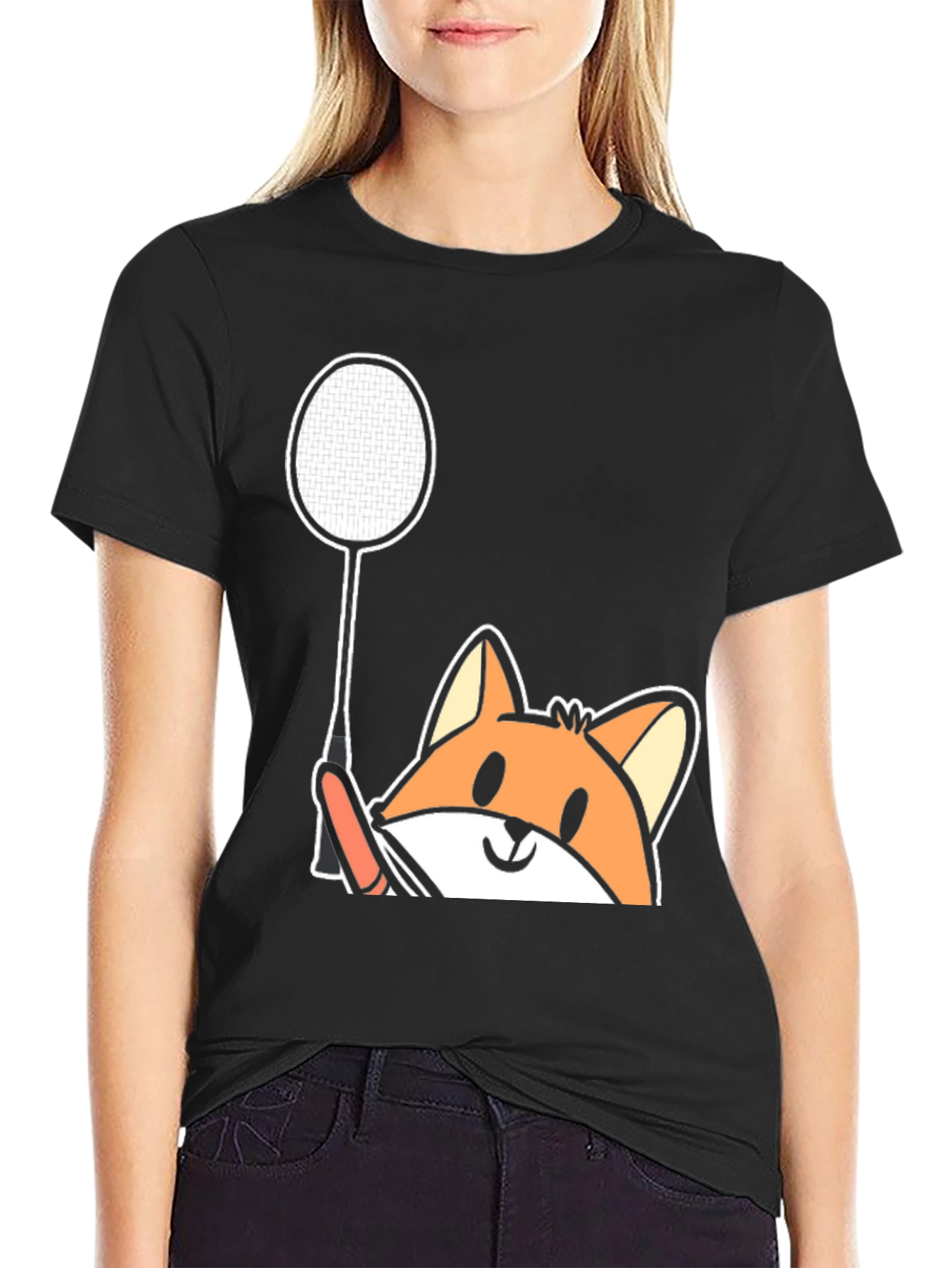 Fox Badminton T-Shirt - Cute Graphic Tee