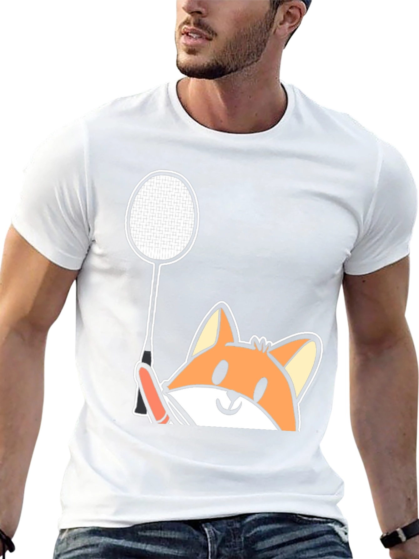 Fox Badminton T-Shirt - Cute Graphic Tee