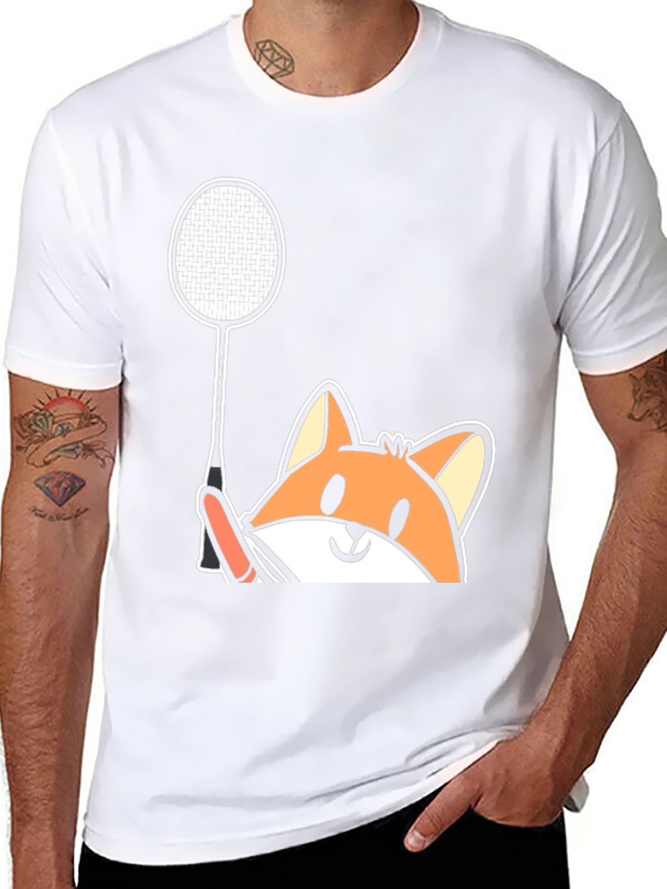 Fox Badminton T-Shirt - Cute Graphic Tee