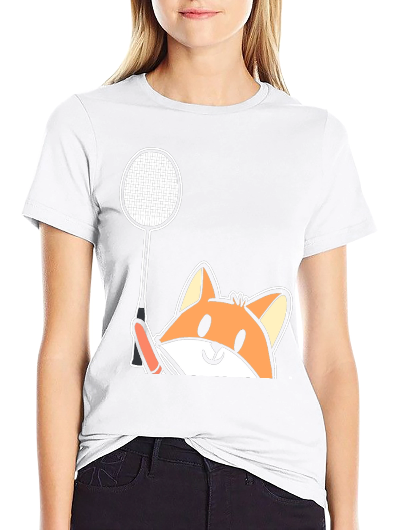 Fox Badminton T-Shirt - Cute Graphic Tee