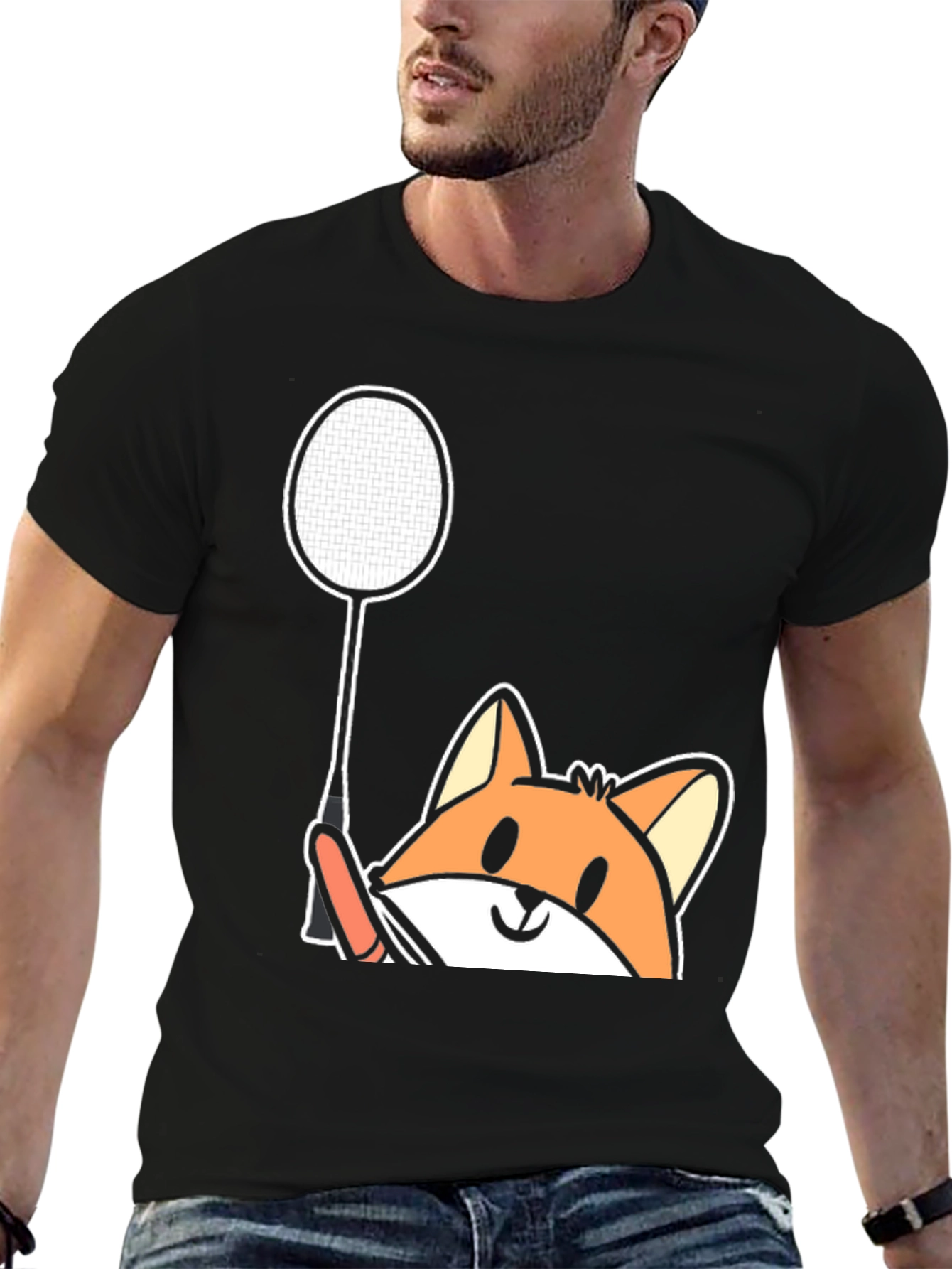 Fox Badminton T-Shirt - Cute Graphic Tee
