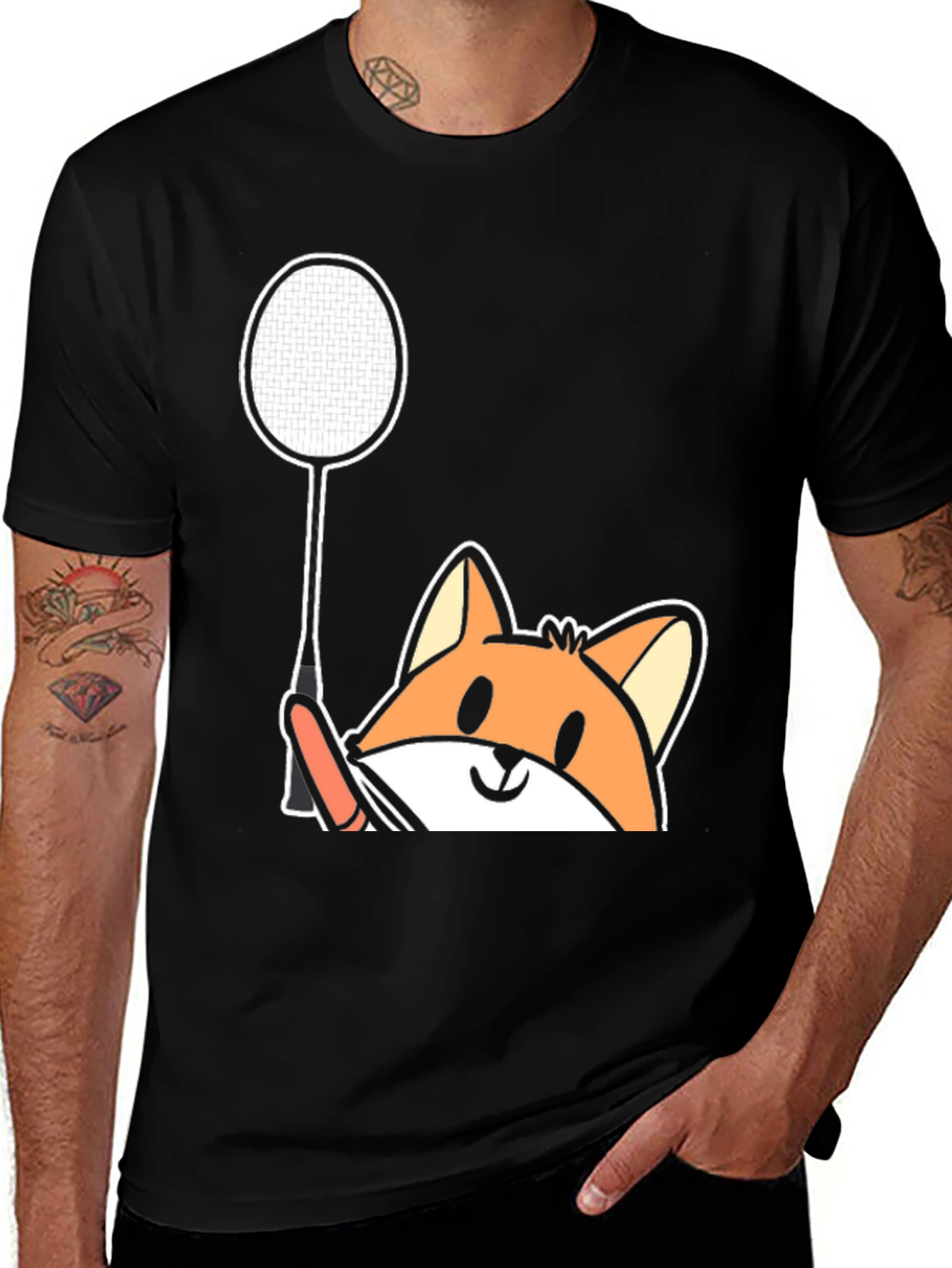 Fox Badminton T-Shirt - Cute Graphic Tee