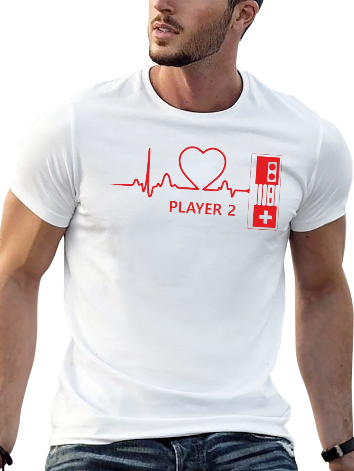 Player 2 Heartbeat Gaming T-Shirt - Black