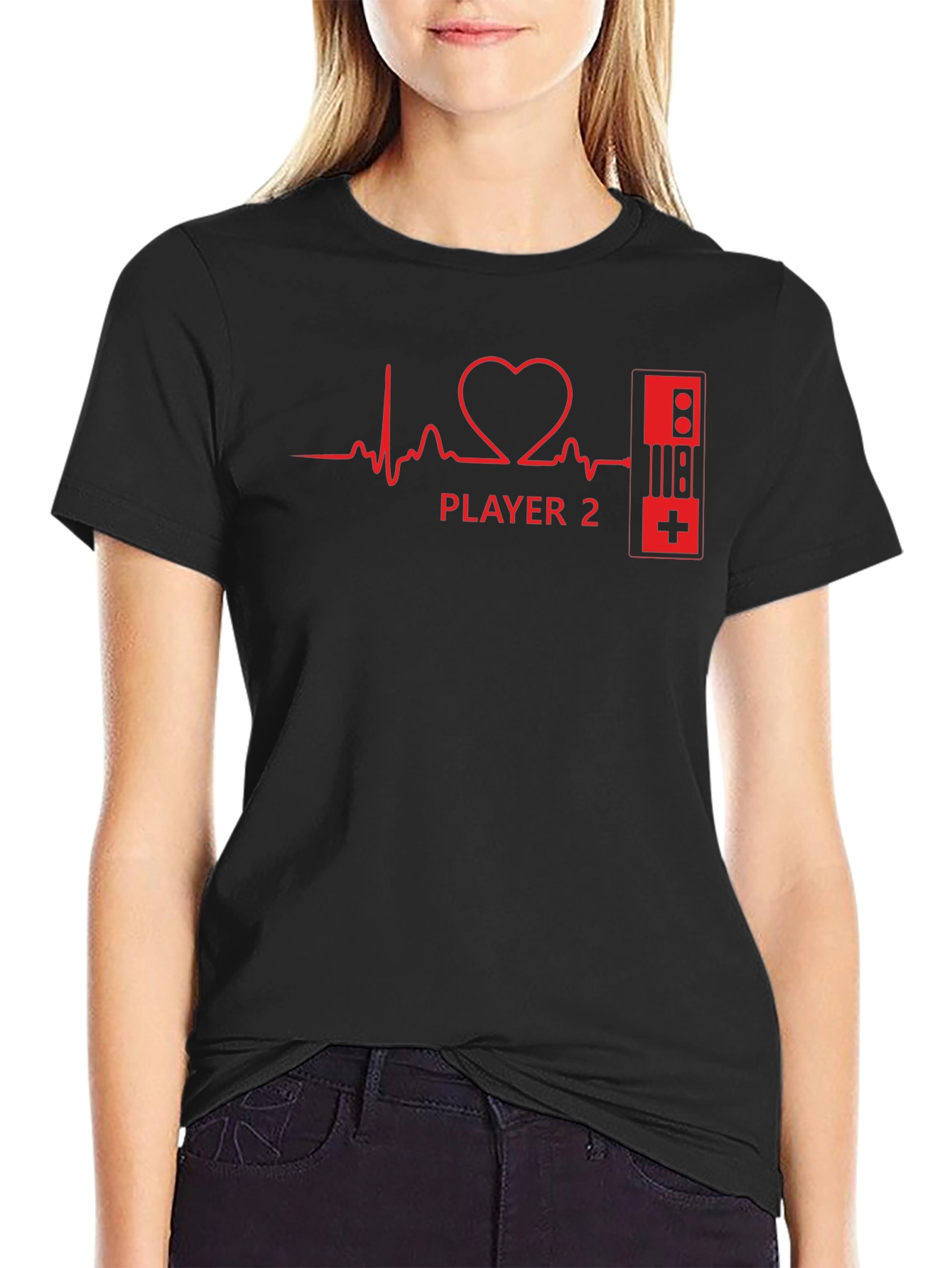 Player 2 Heartbeat Gaming T-Shirt - Black
